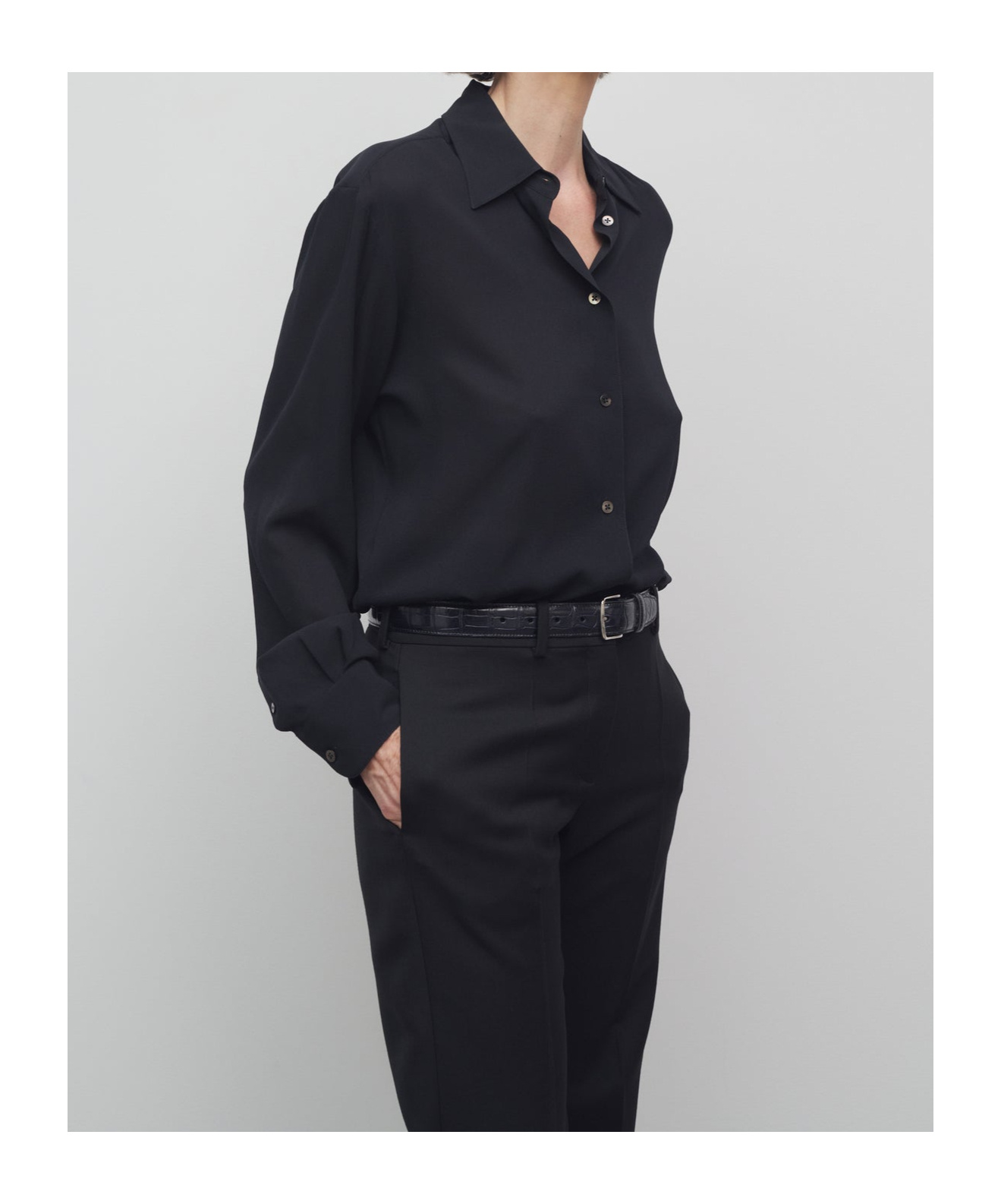 The Row Long-sleeved Shirt In Black