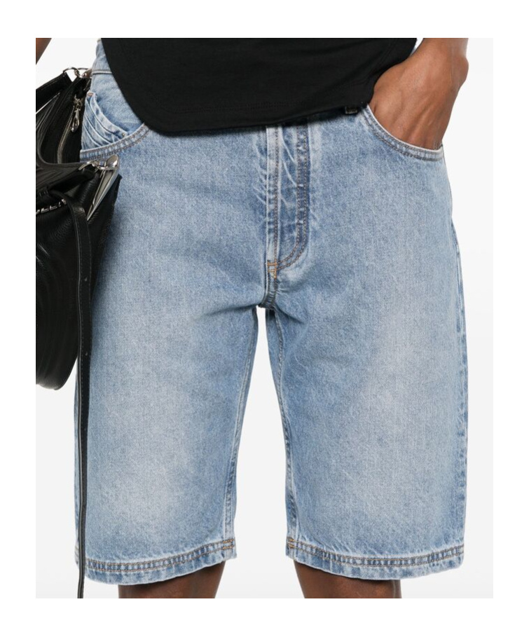 Attico Denim Shorts With Belt Loops In Gray