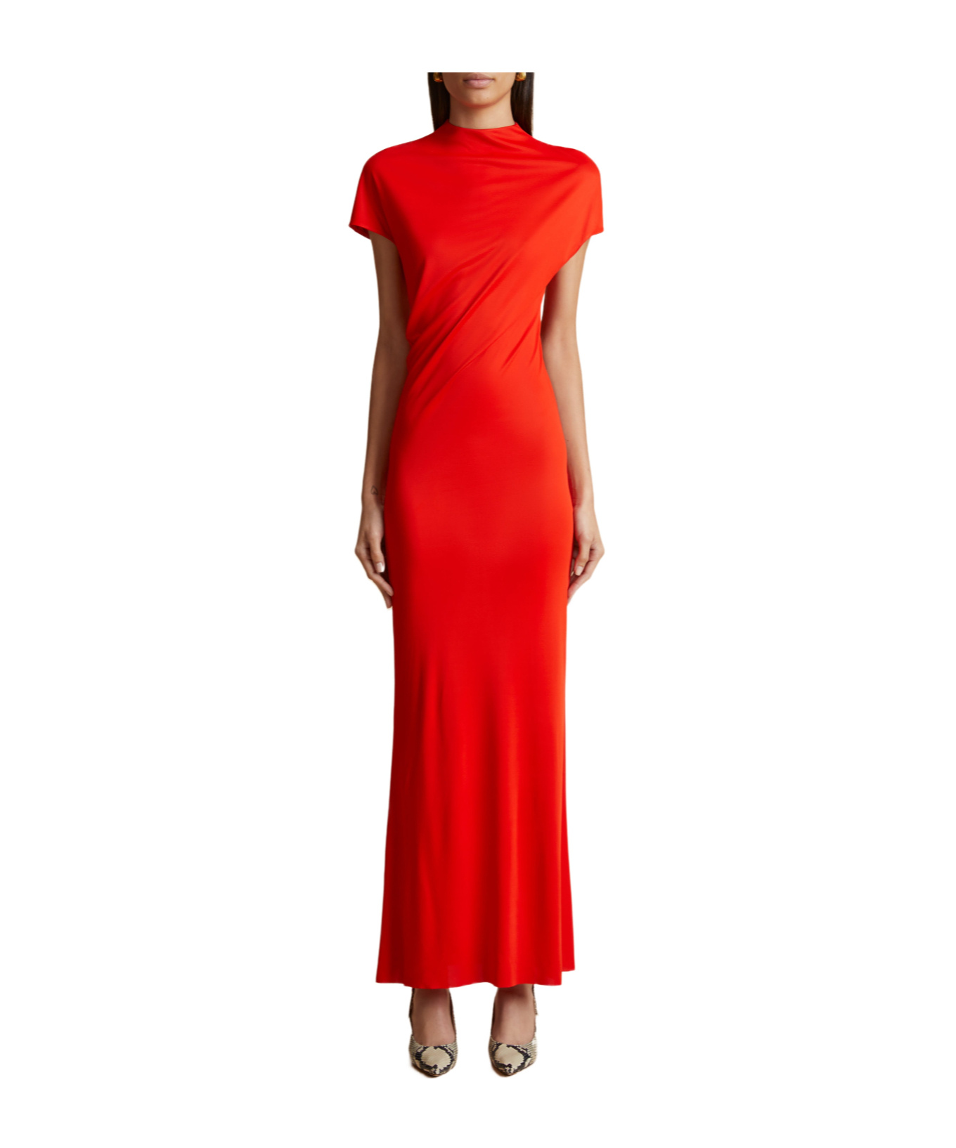 Khaite Short-sleeved Dress In Red