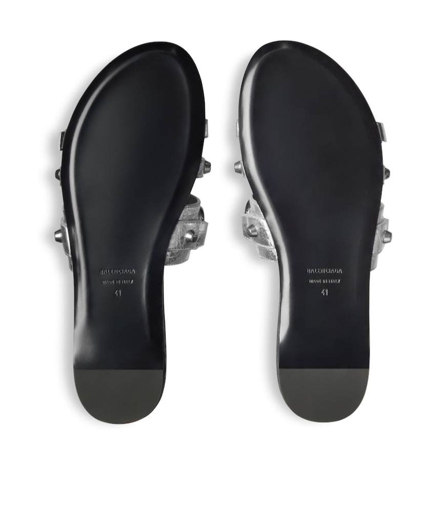 Balenciaga Buckle-detail Slides In Silver