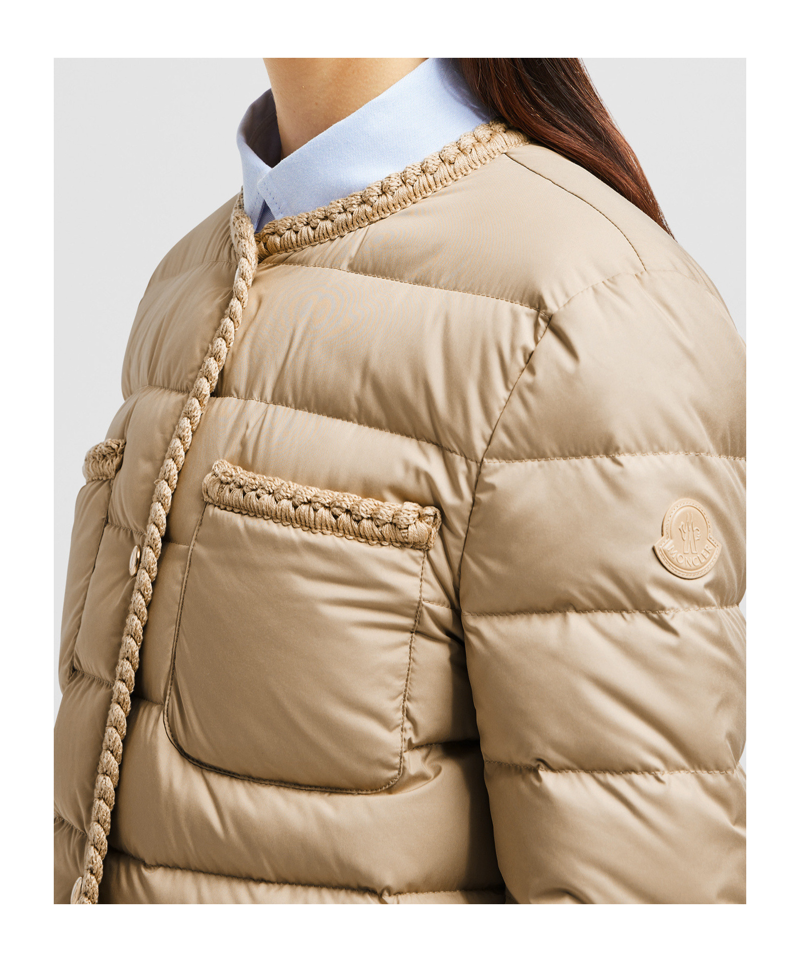 Moncler Gencay Snap Button Fastening Down Jacket In Nude