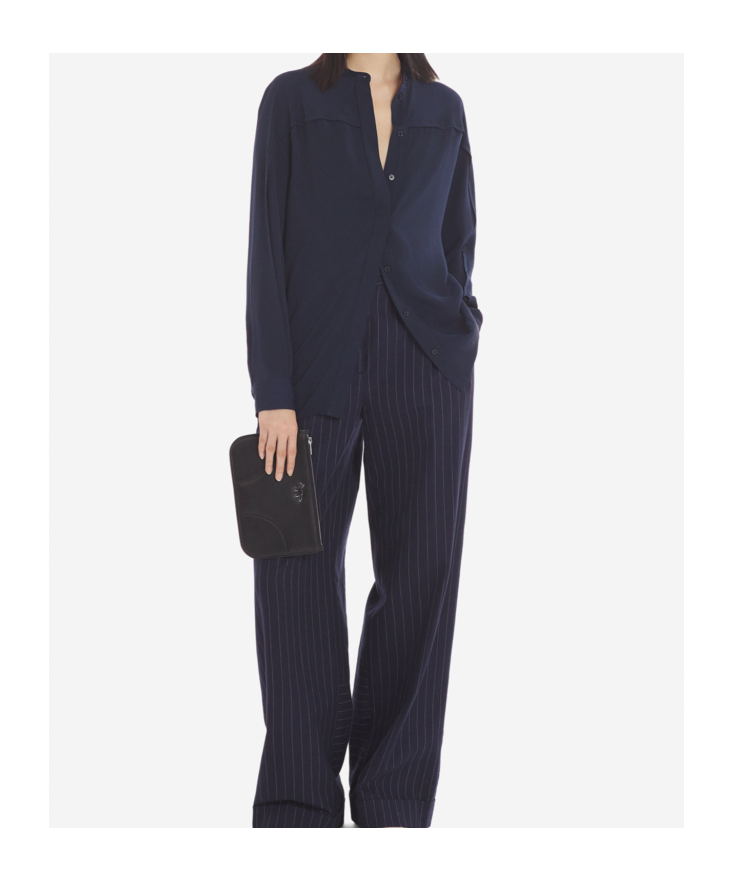 MAISON KITSUNÉ PLEAT-DETAIL COLLARLESS SHIRT