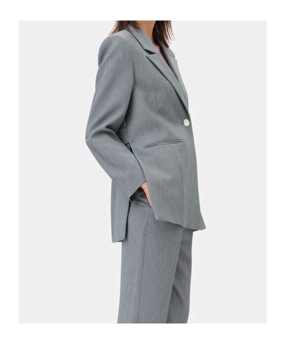 Ganni Future Melange Twill Suiting Blazer In Gray