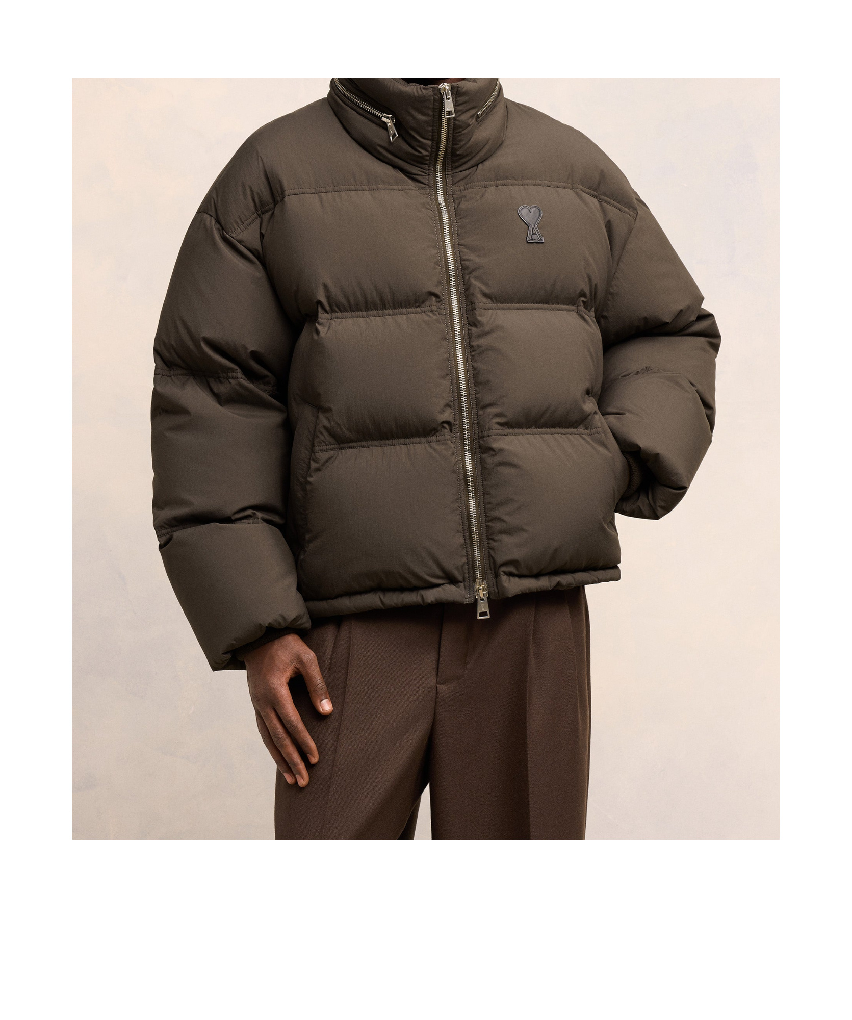 Ami Alexandre Mattiussi Ami De Coeur Down Puffer Jacket In Black