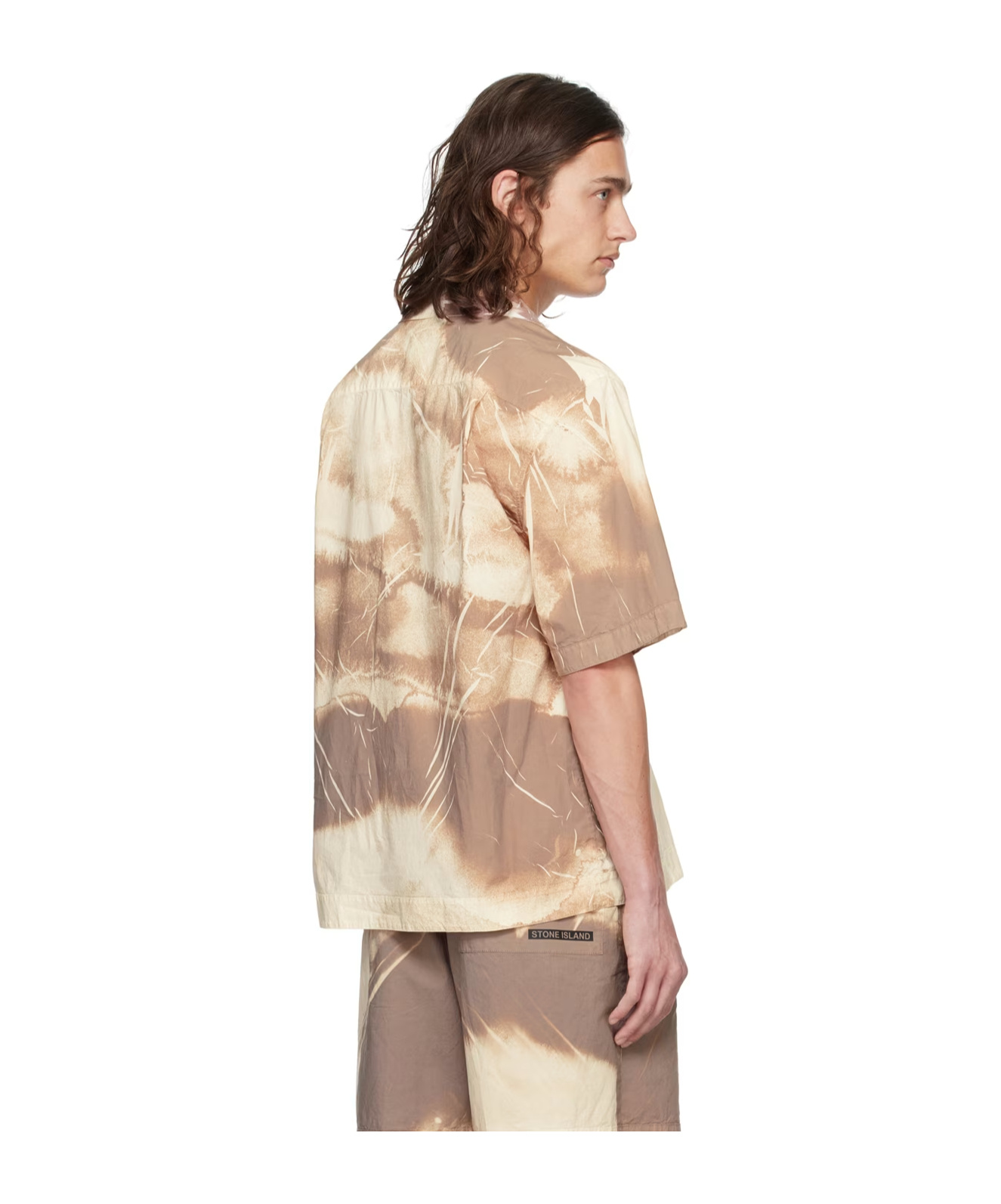 Stone Island Abstract-print Short-sleeve Shirt In Gray
