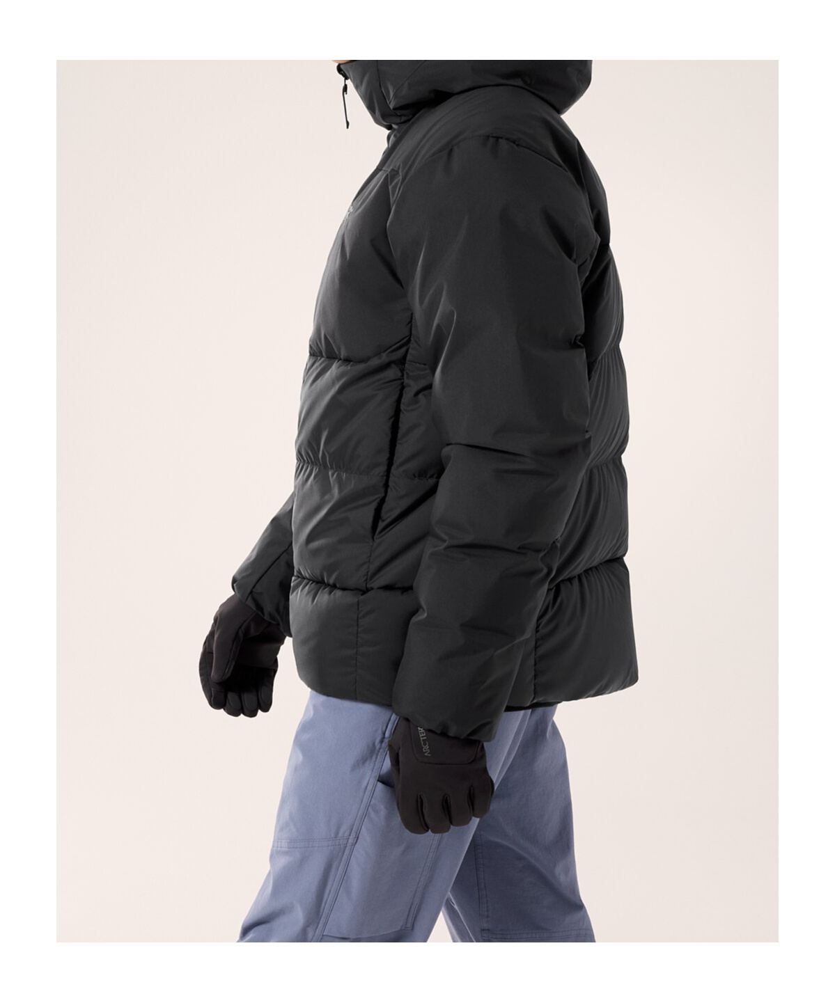Arc'teryx Hooded Long-sleeved Down Jacket In Black