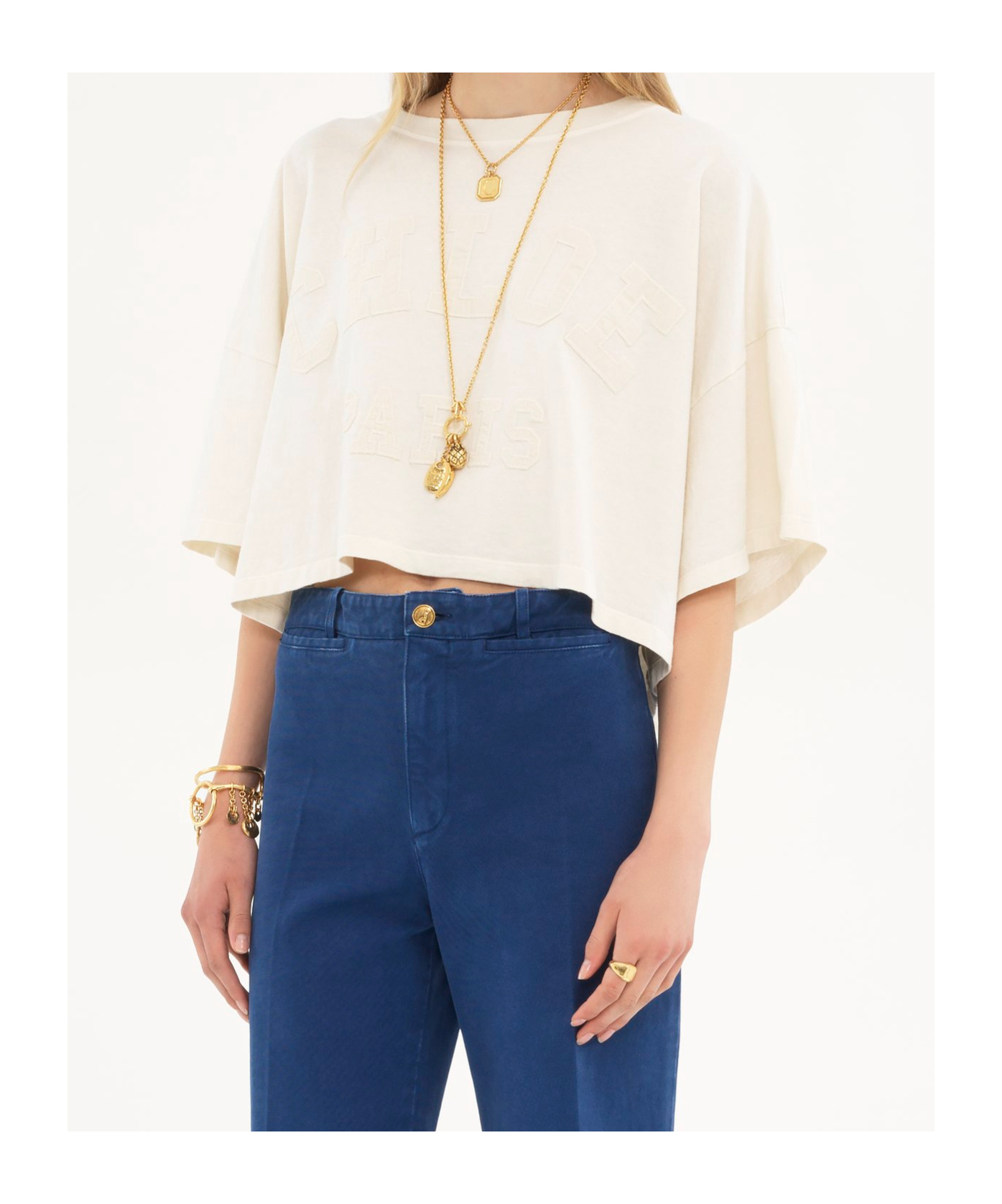 Shop Chloé Logo-appliqué T-shirt In White