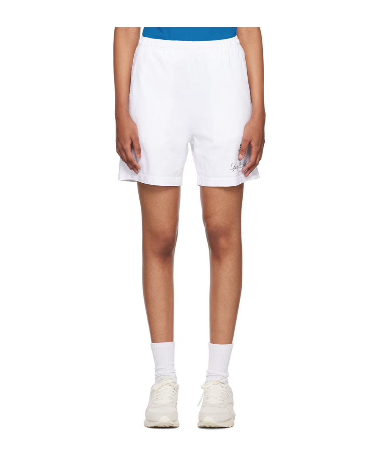 Shop Sporty And Rich Logo-print Track Shorts In White
