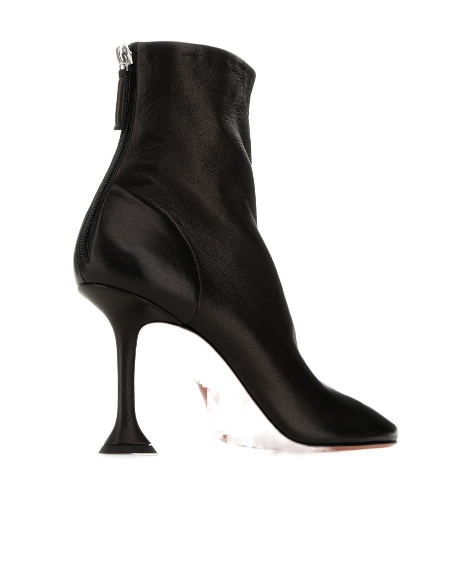 Amina Muaddi Black Nappa Leather Iris Ankle Boots In Black
