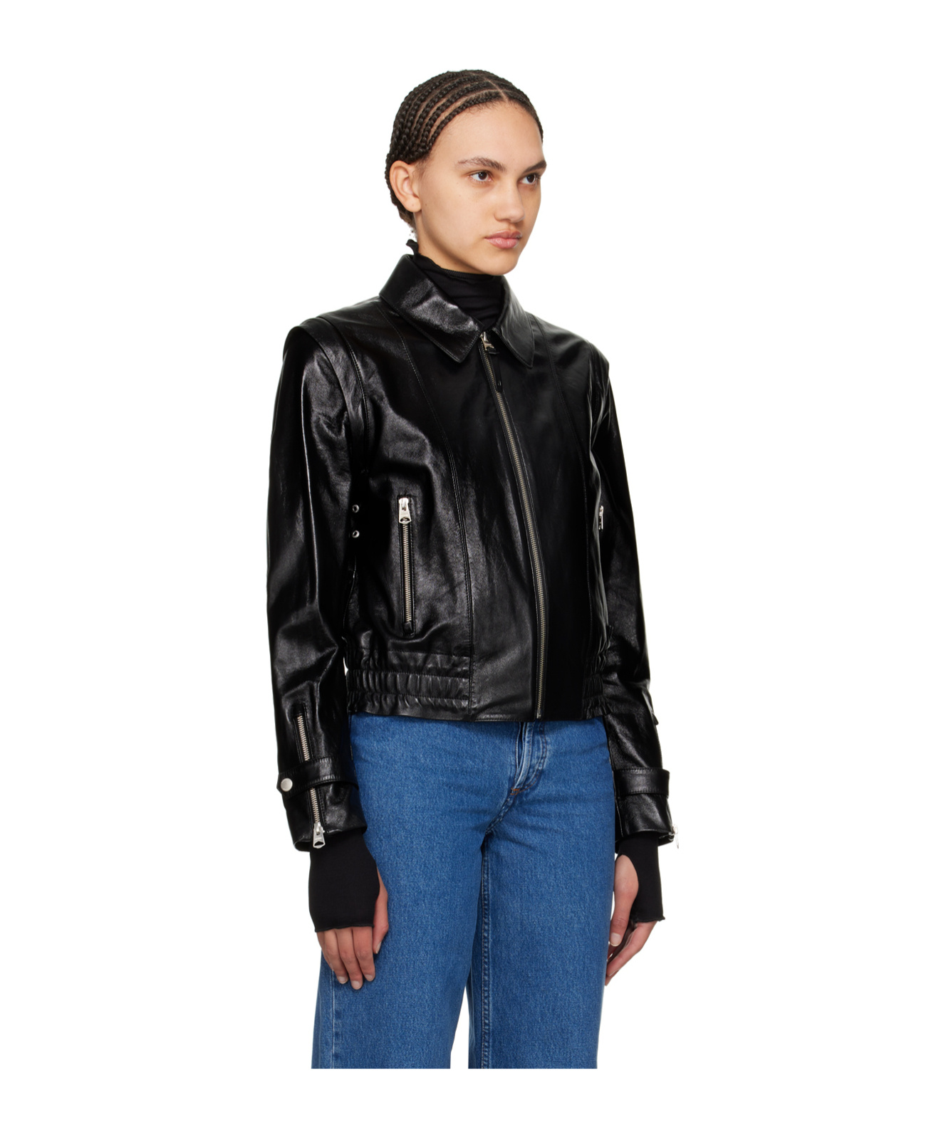 Mackage Leather Jacket With Zipper Front In Black
