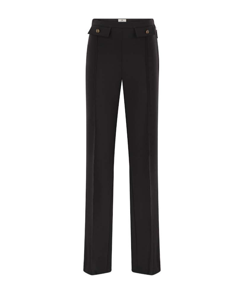Elisabetta Franchi Double Crepe Trousers In Black