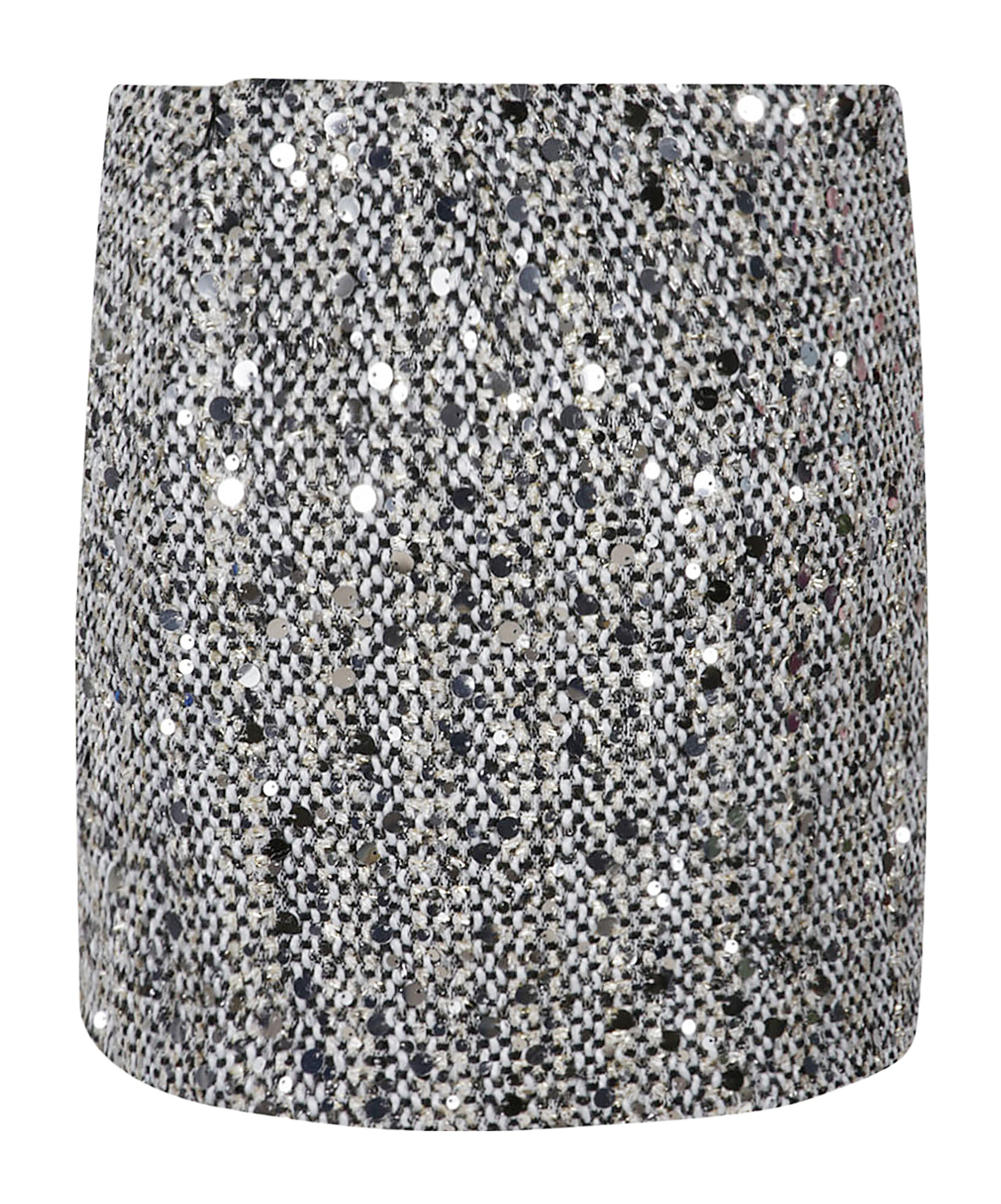 Ermanno Firenze High-waisted Grey Tweed Miniskirt With Trapezoid Silhouette In Silver