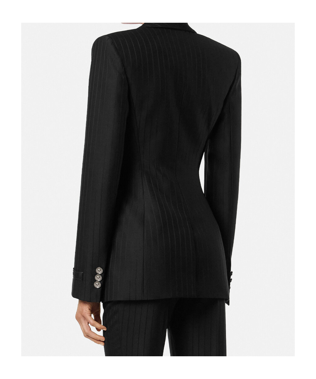Versace Long-sleeved Suit Jacket In Black