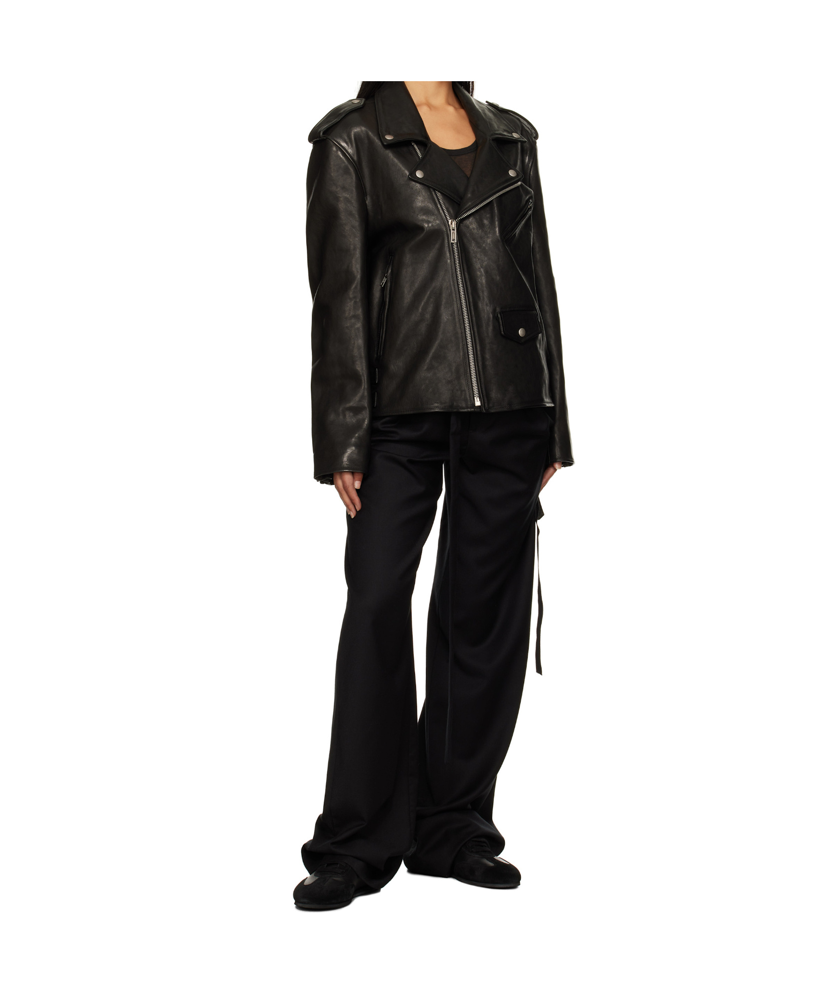 Shop Ann Demeulemeester Long-sleeved Leather Jacket In Black