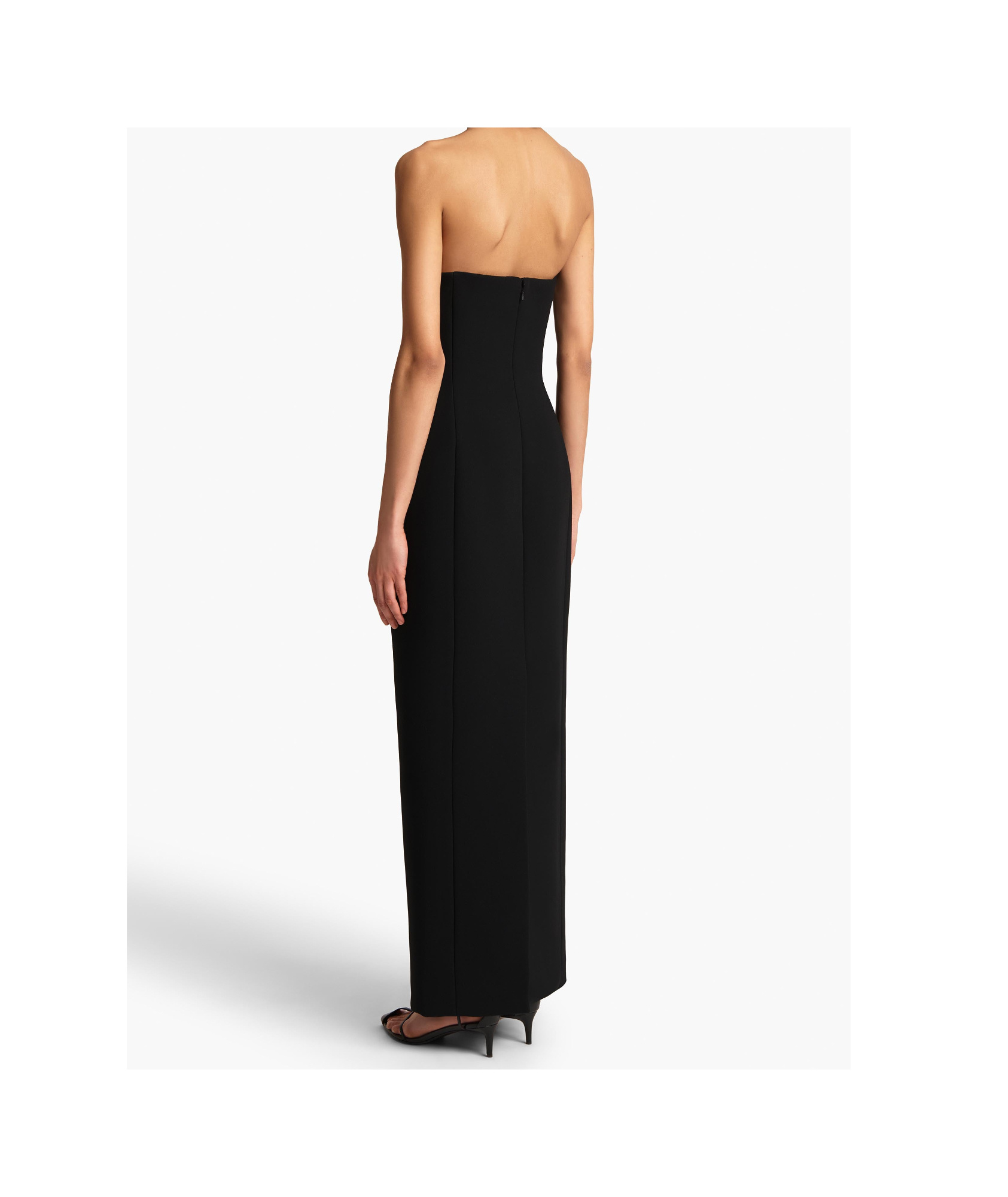 Khaite Yael Peeping Bustier Strapless Column Gown In Black