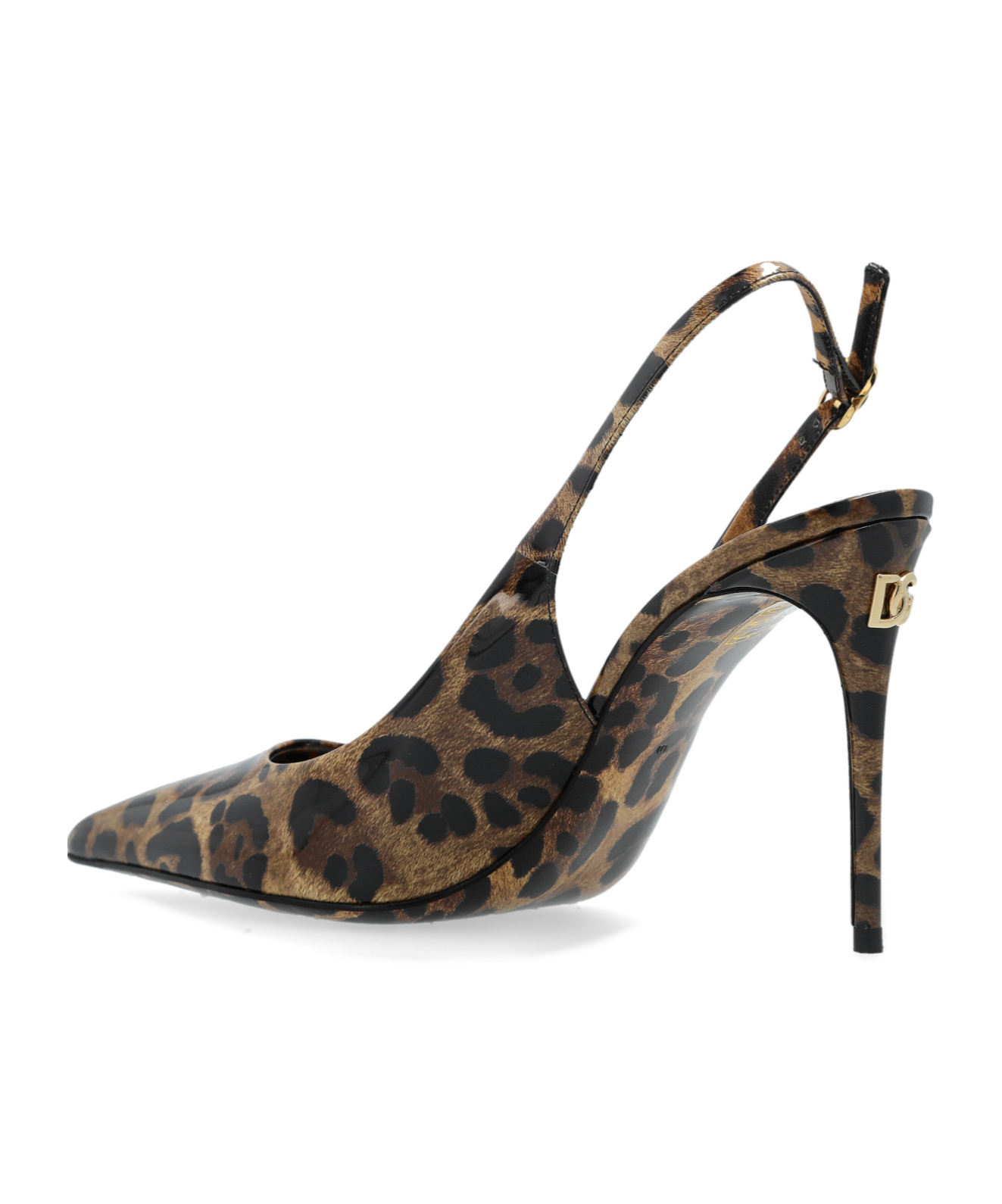 Dolce & Gabbana Luxurious Leopard Printed Slingback Pumps For Women In Black