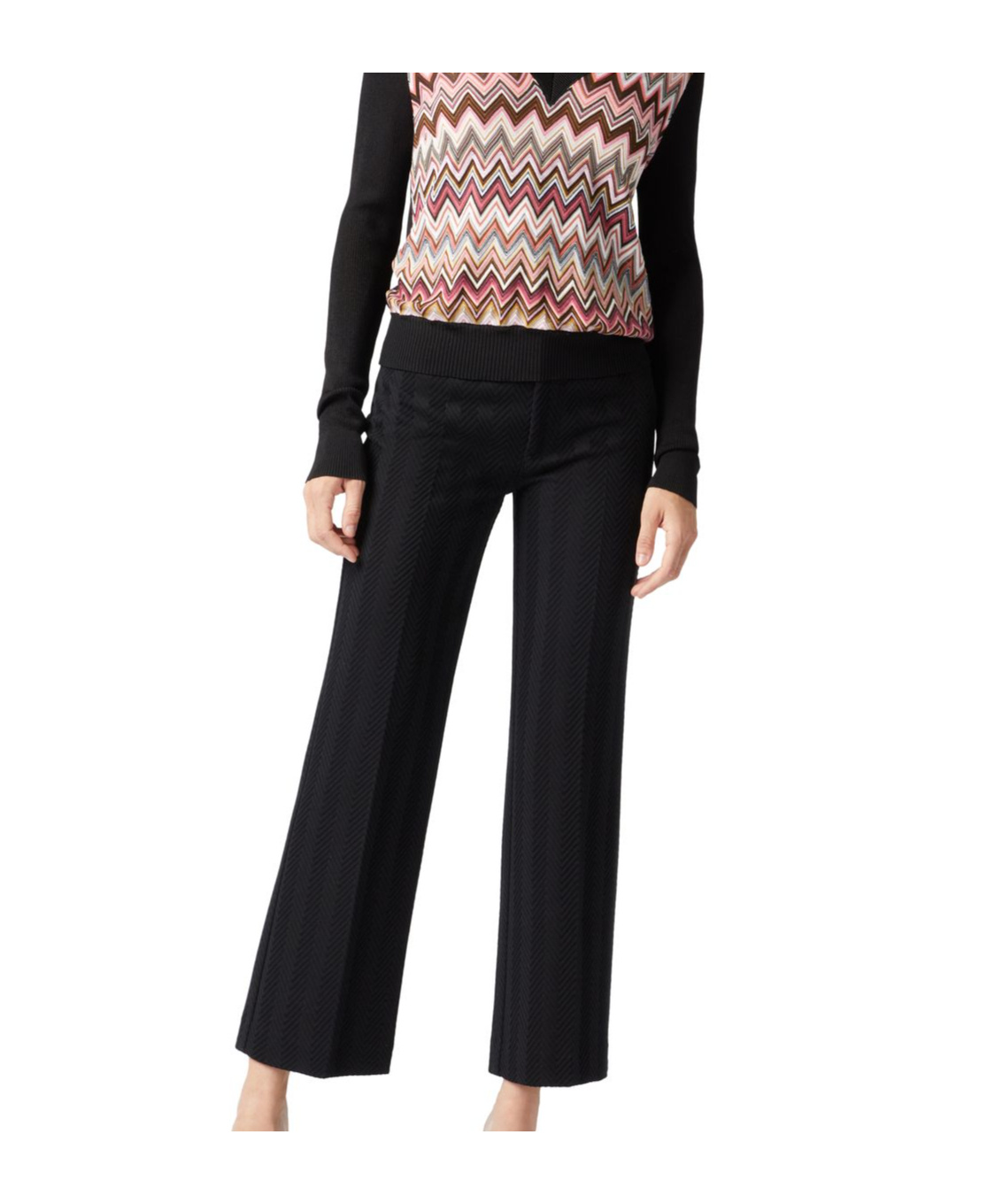 Missoni Zigzag-pattern Straight Trousers In Black