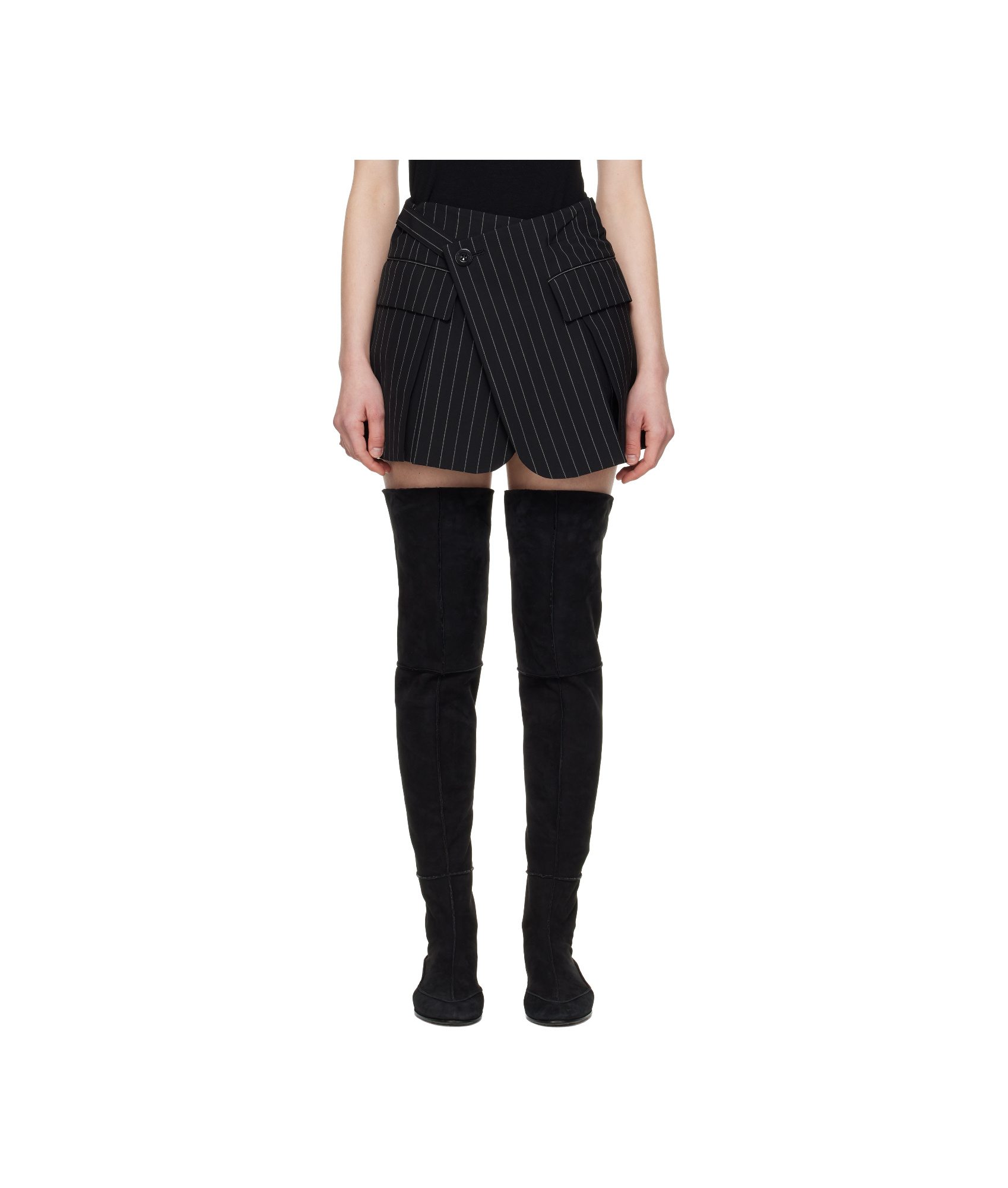 Sacai Black Wool Silk Suiting Skort In Black