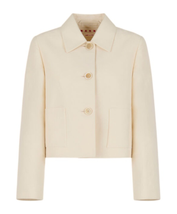 Marni Cotton Cropped Jacket In Neutral