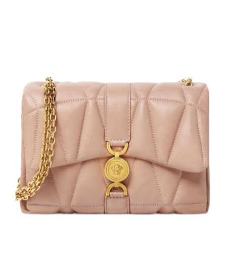 Versace Leather Shoulder Bag In Nude