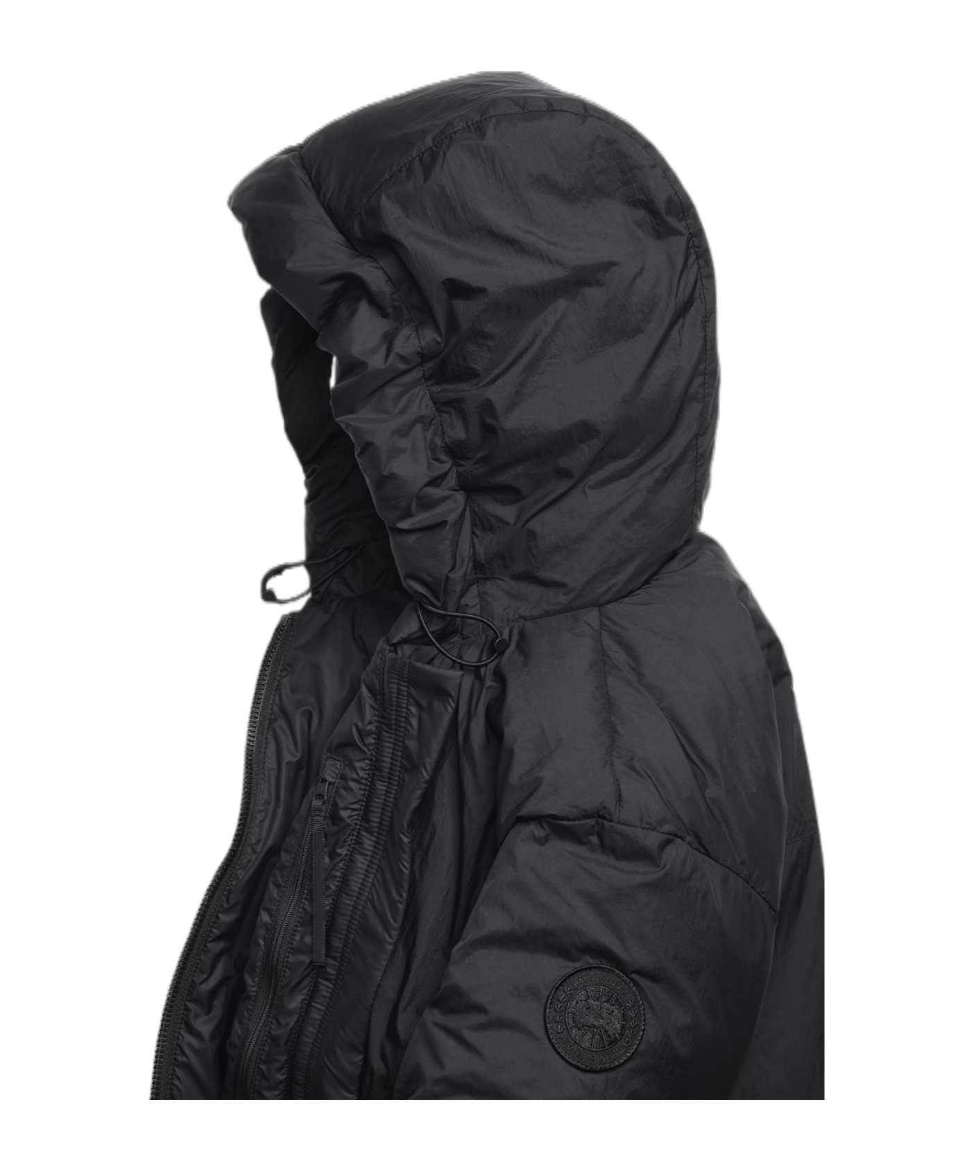 Canada Goose Cropped Black Puffer Jacket With Adjustable Hood In Black