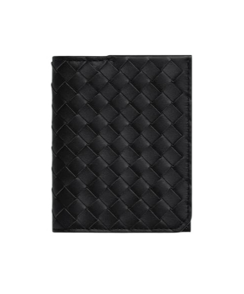 Bottega Veneta Intrecciato Piccolo Flap Card Case In Black