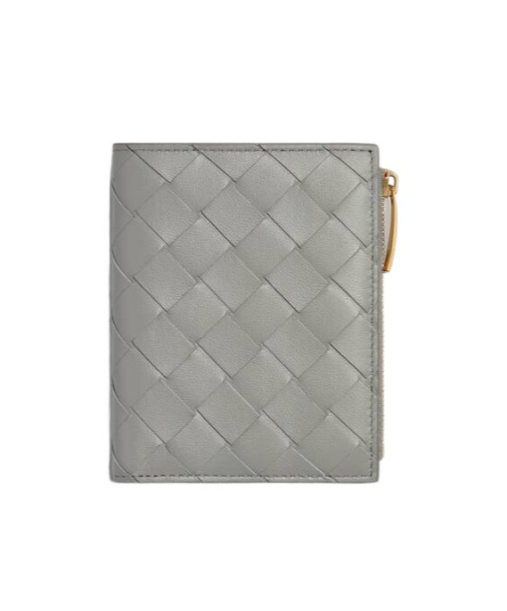 Bottega Veneta Intrecciato Small Bi-fold Wallet In Gray