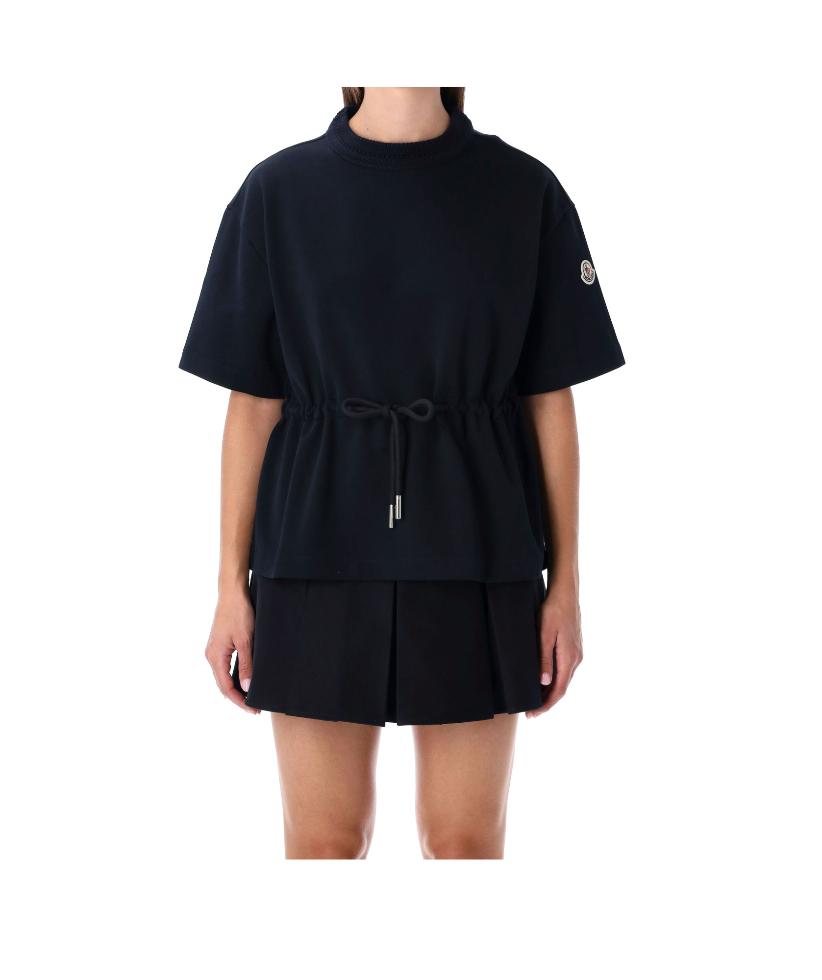 Moncler Drawstring-waist T-shirt In Black