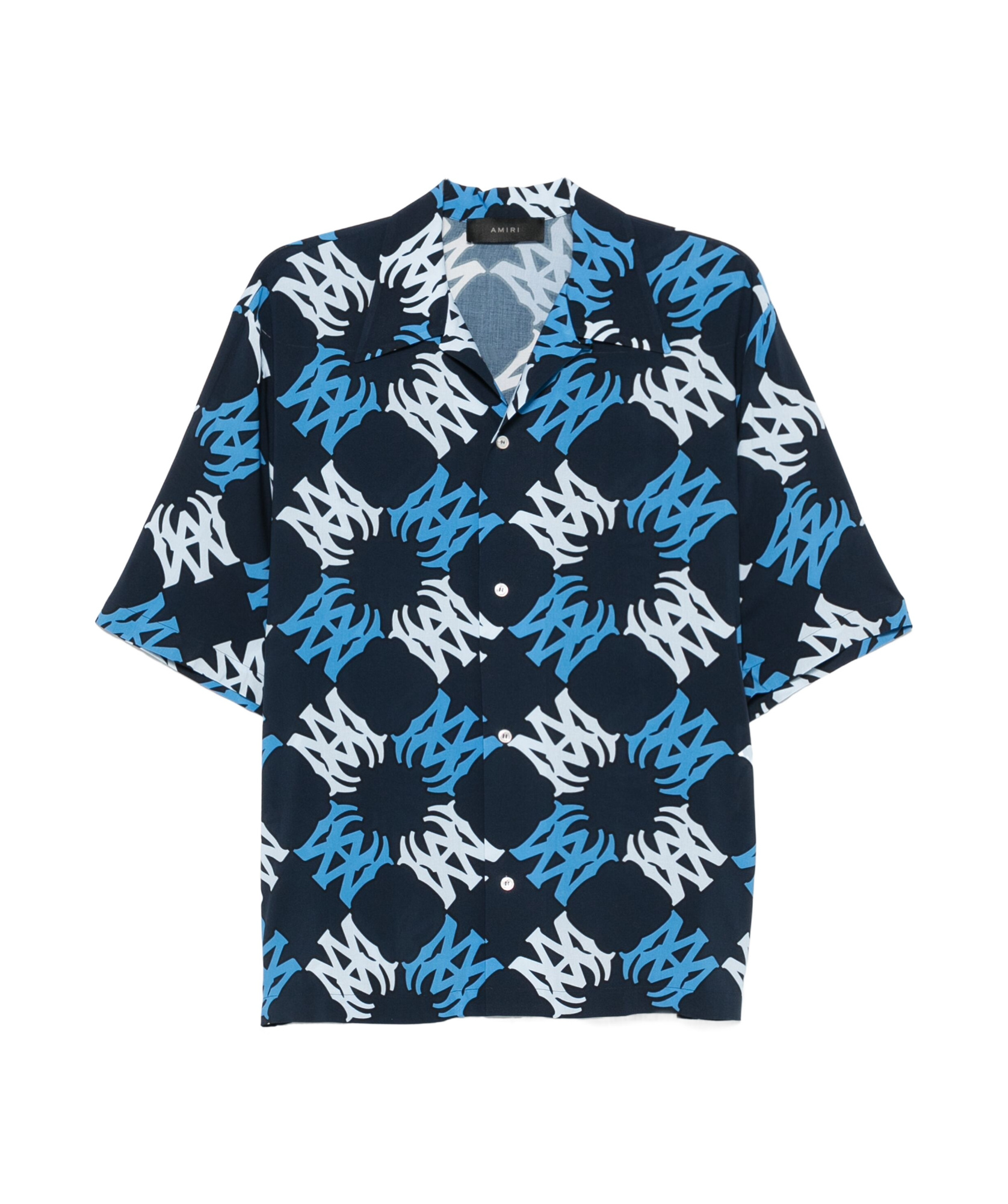 Amiri Blue Viscose Ma Quad Bowling Shirt In Black