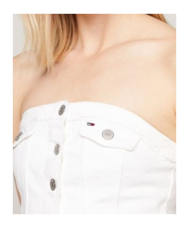 Tommy Hilfiger Sleeveless Denim Bodycon Mini Dress In White