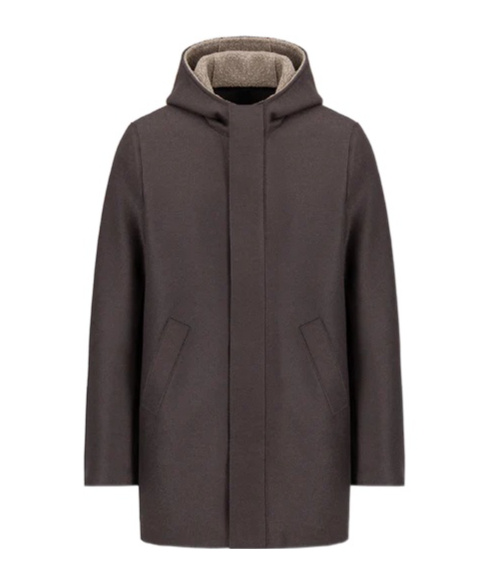 Harris Wharf London Parka Pressed Wool And Boucle In Brown