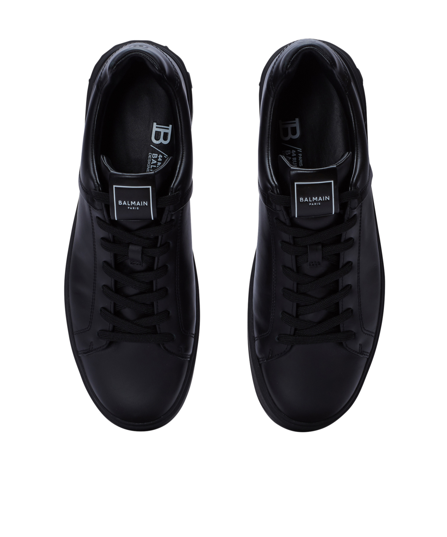 Balmain Black Low Top Sneakers With Logo In Leather In Black