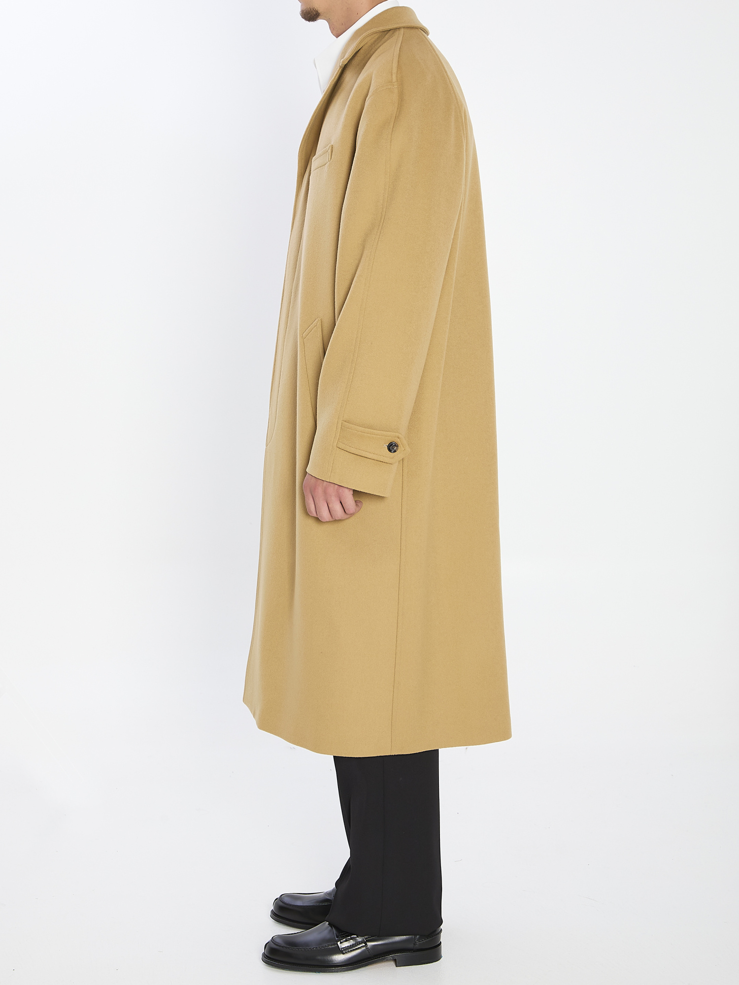 Celine Mac Coat In Wool Cloth In Neutral