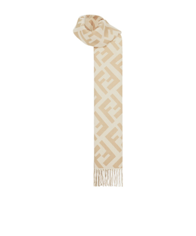 Fendi Ff-logo Pattern Scarf In Nude