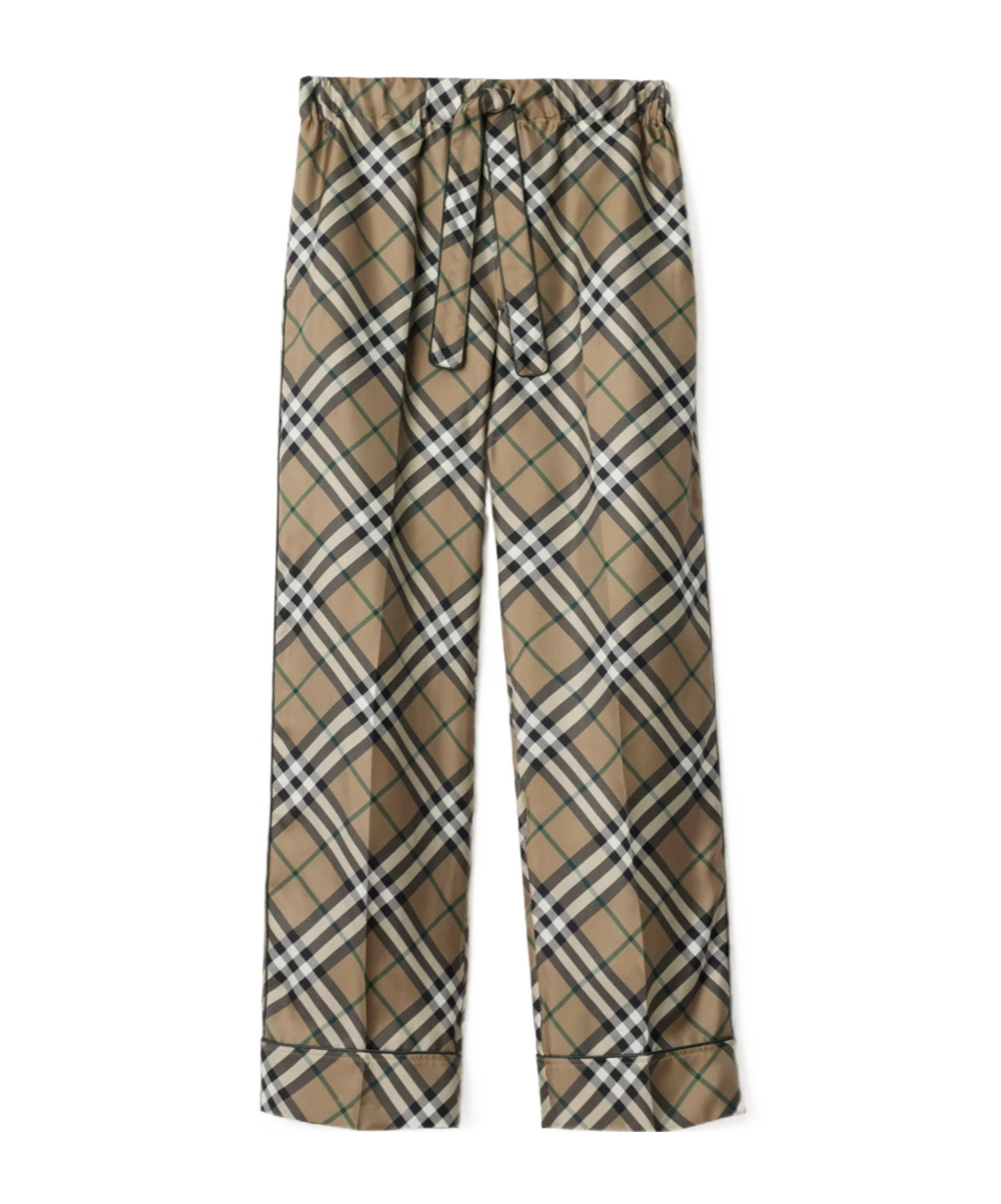 Burberry Check Silk Pyjama Trousers In Brown