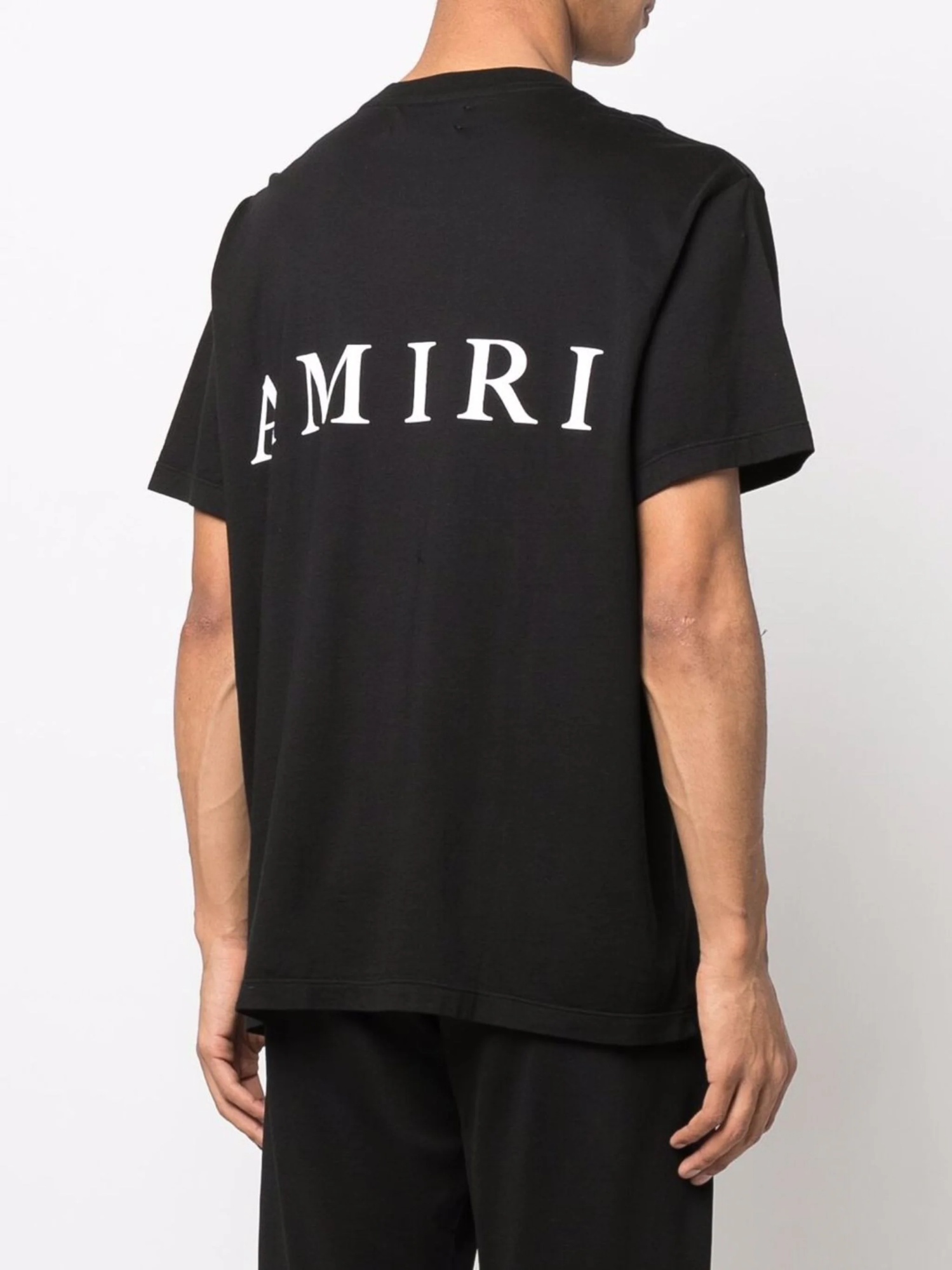 Amiri Black Crewneck T-shirt With Logo Print On The Front And Logo Lettering On The Rear In Cotton Man