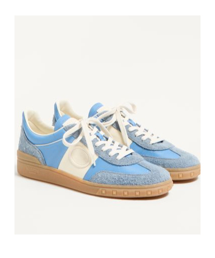 Valentino Upvillage Suede-trimmed Leather Sneakers In Nude