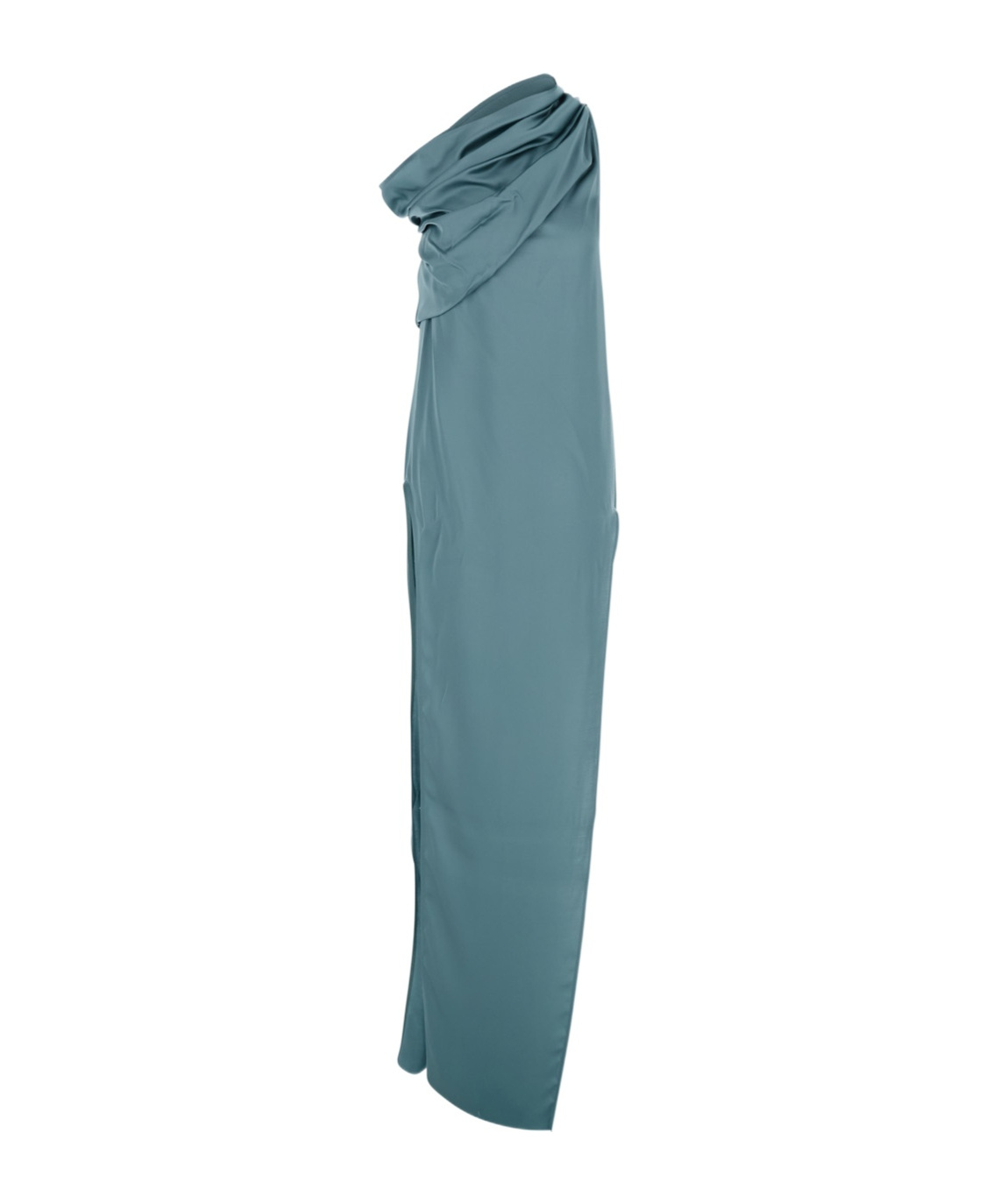 Rick Owens Athena Arrowhead Light Blue Long Dress With One Shoulder Design And Side Slits In Viscose And Acetat In Blue