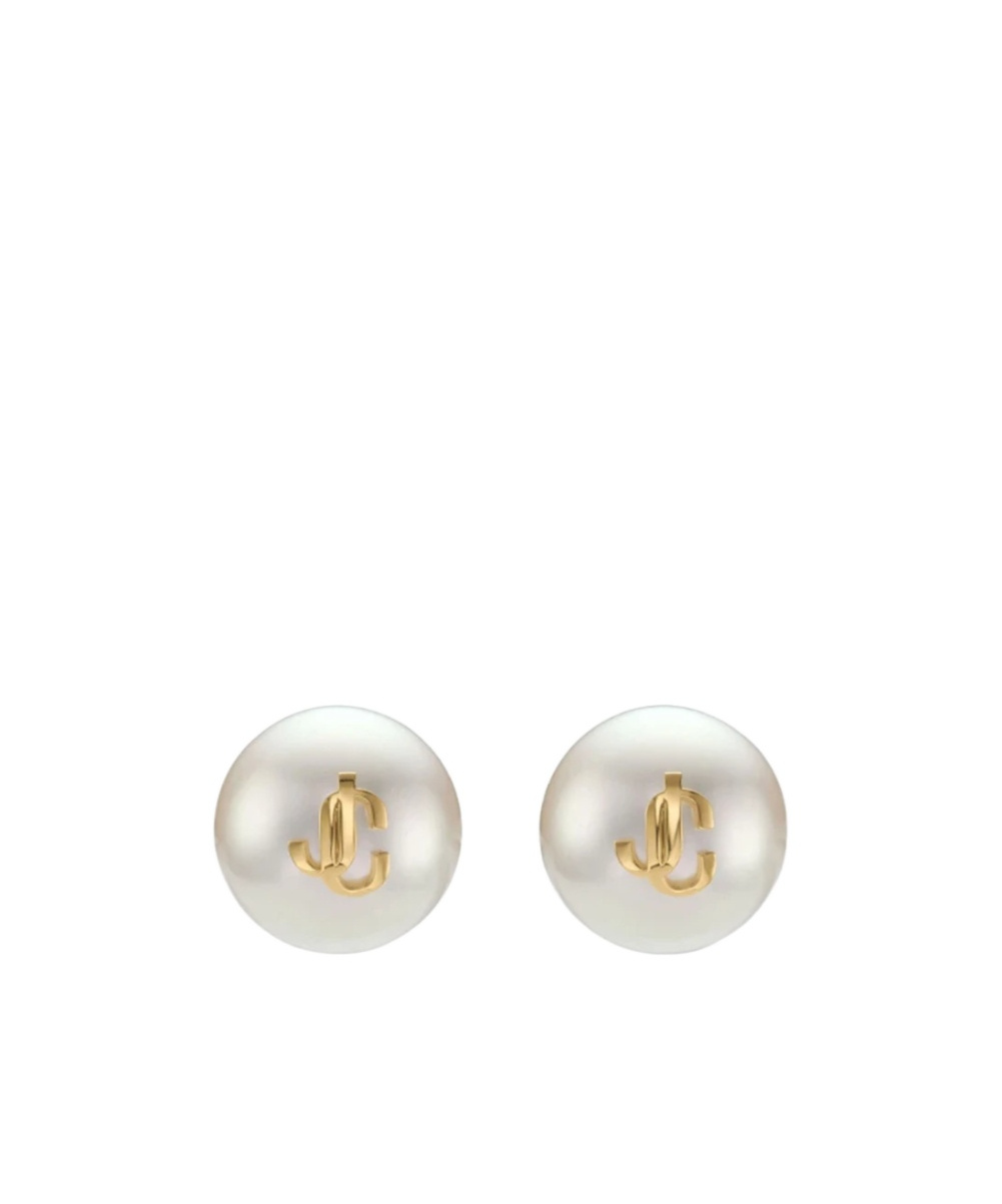 Jimmy Choo Logo Detailed Pearl Stud In White