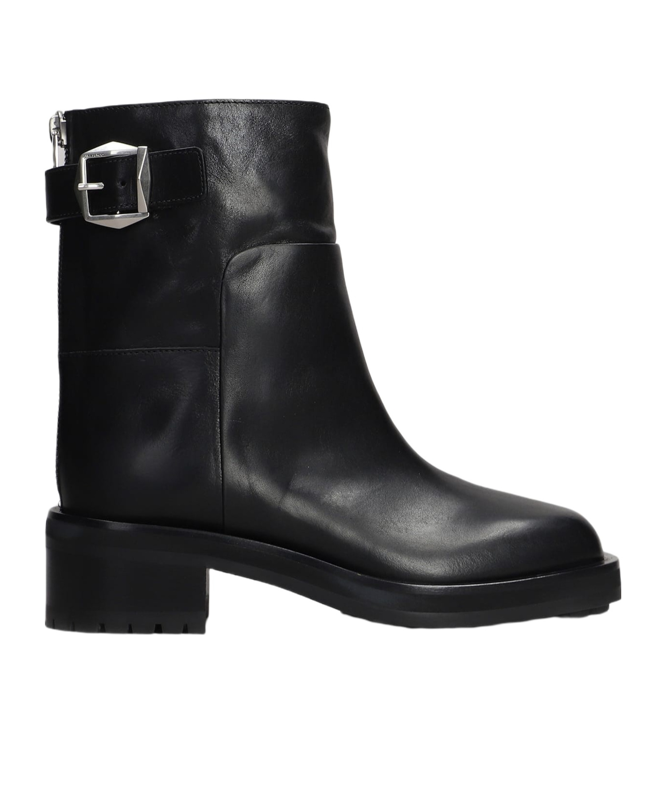 Jimmy Choo Brooklyn Ab 50 Leather Boots With Adjustable Strap In Black