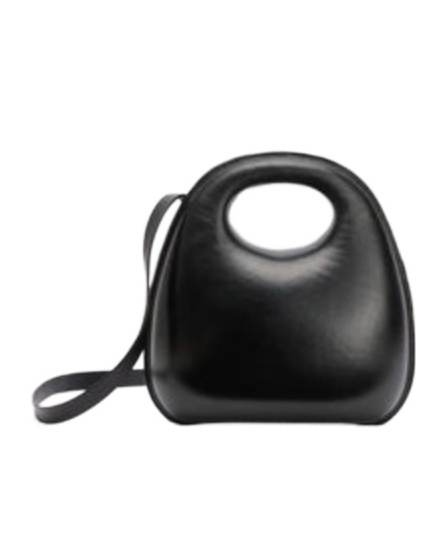Lemaire Egg Leather Shoulder Bag In Black