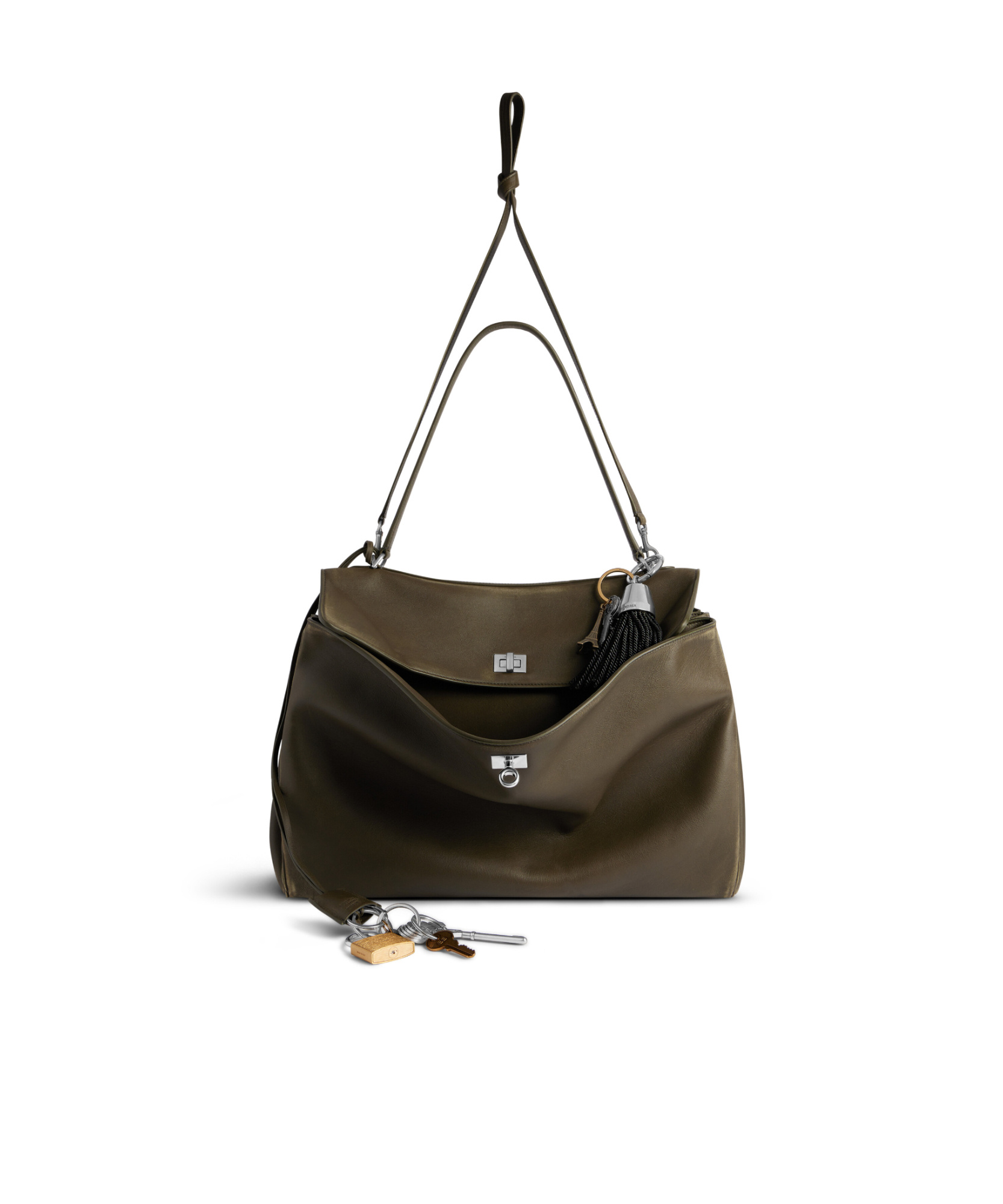 Balenciaga Large Rodeo Shoulder Bag In Dark Green