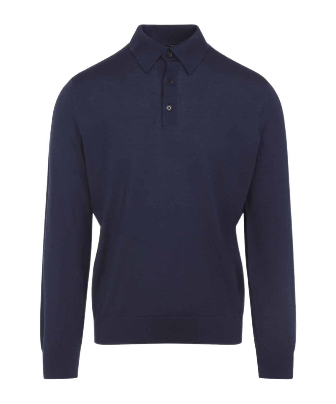 Zegna Cashseta Knit Polo With Ribbed Cuffs And Hem In Blue