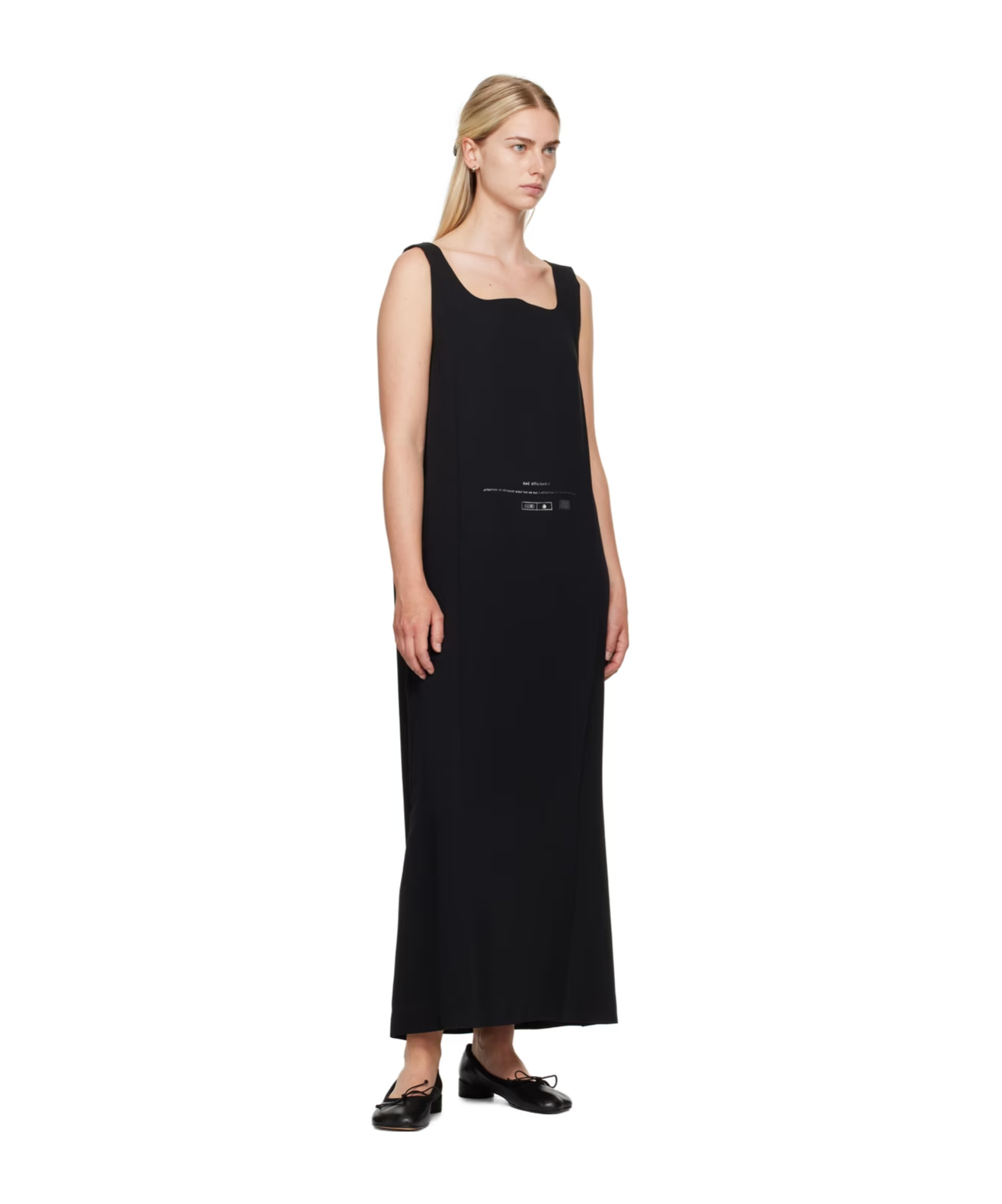 Mm6 Maison Margiela Sac Utilisable-print Maxi Dress In Black