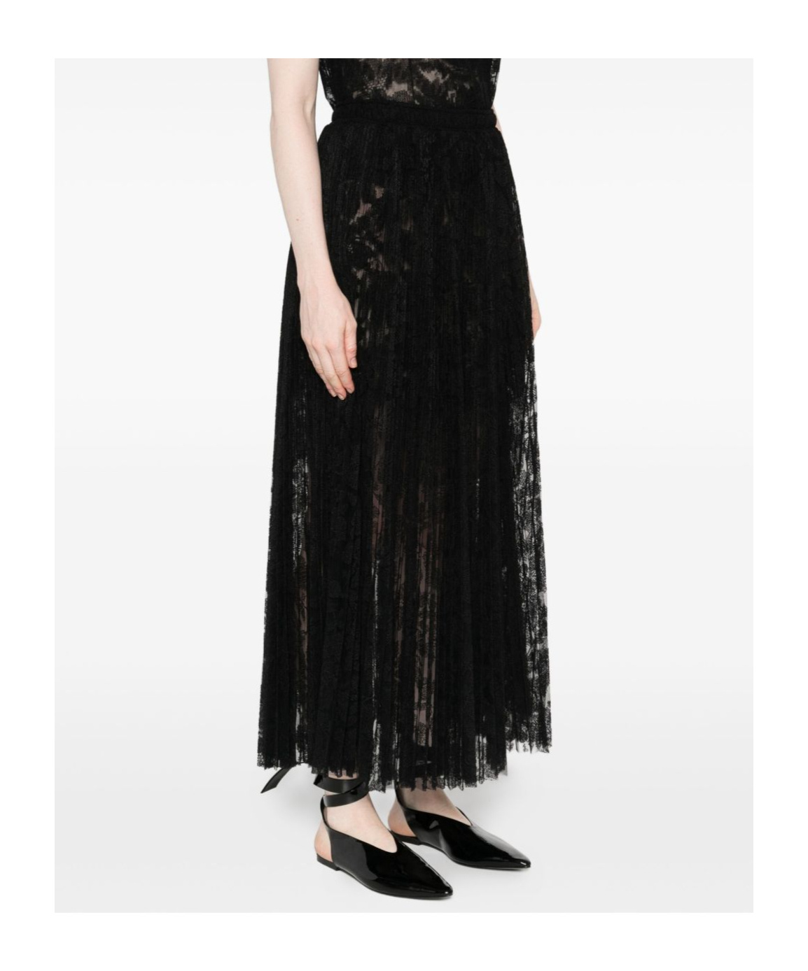 Ermanno Scervino Pleated Midi Skirt In Black
