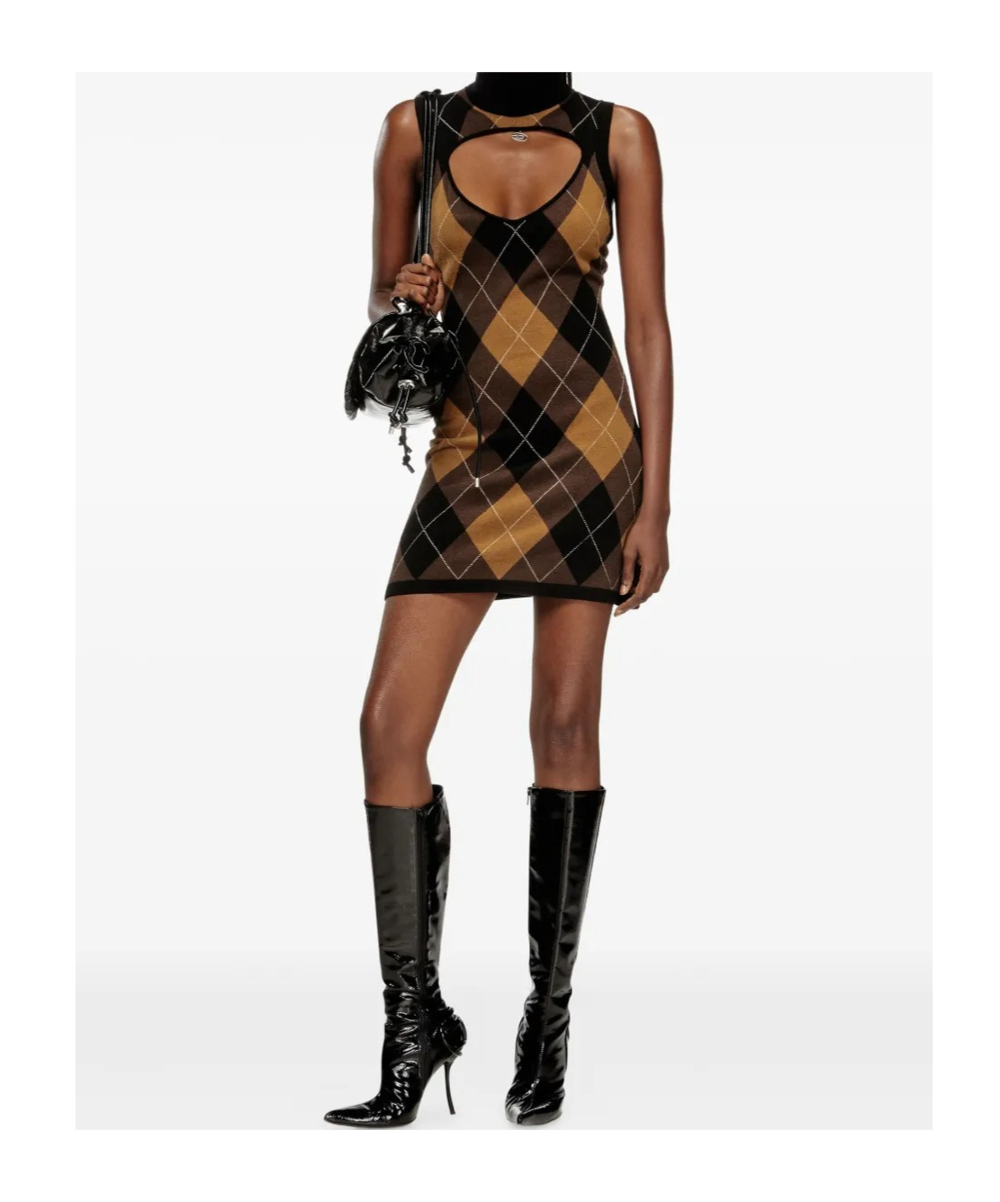 Diesel Wool Dress With Argyle Pattern In Multi