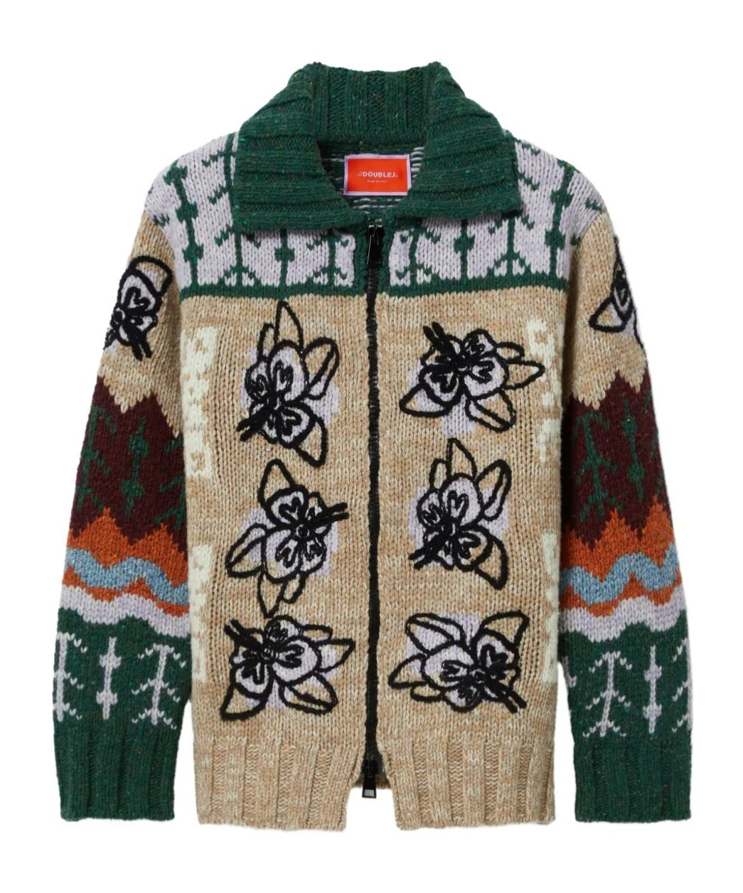 La Doublej Floral-embroidered Cardigan In Multi