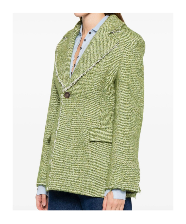 Séfr Lapel Long-sleeved Suit Jacket In Green
