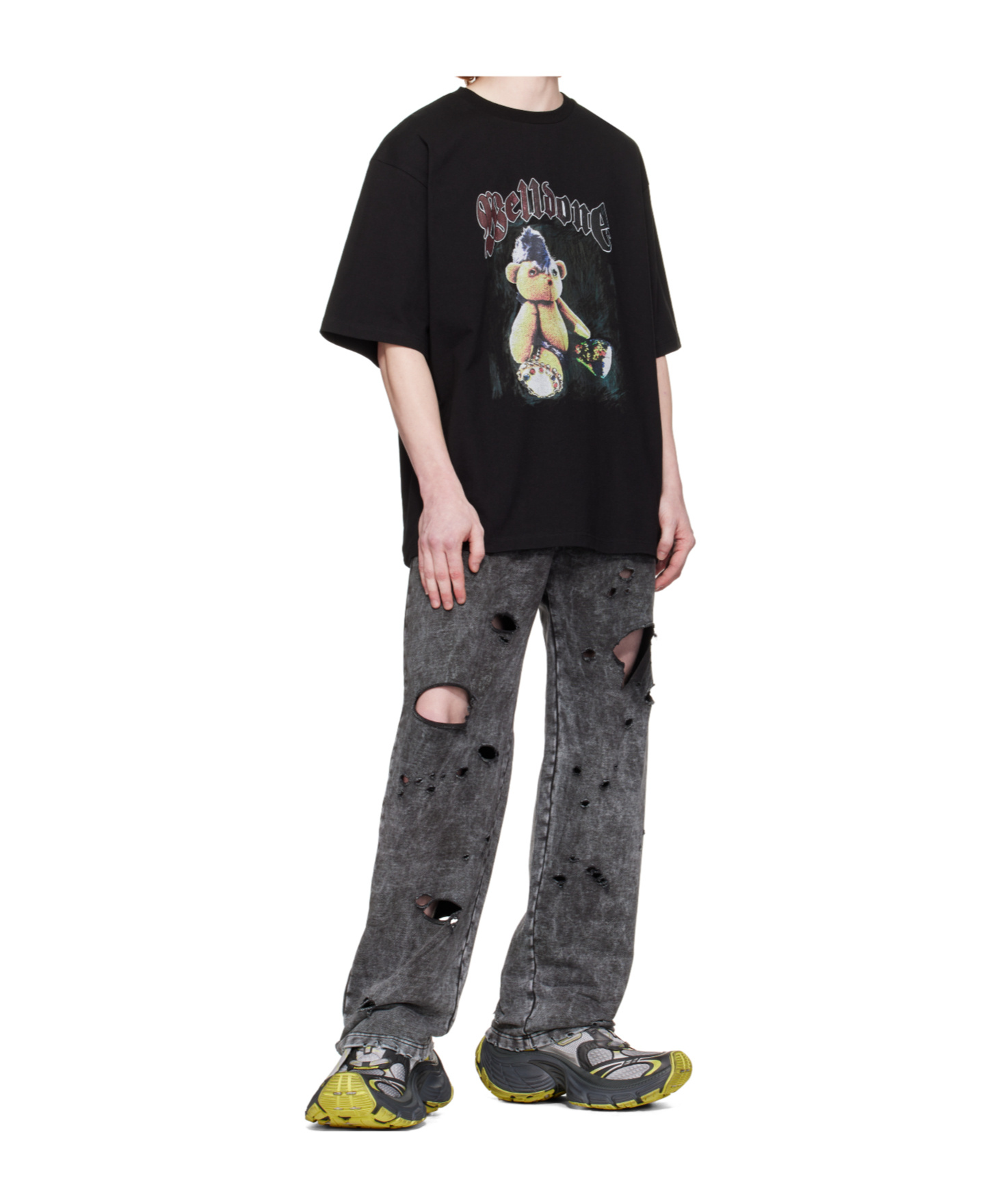 We11 Done Destroyed Jersey Sweatpants In Gray
