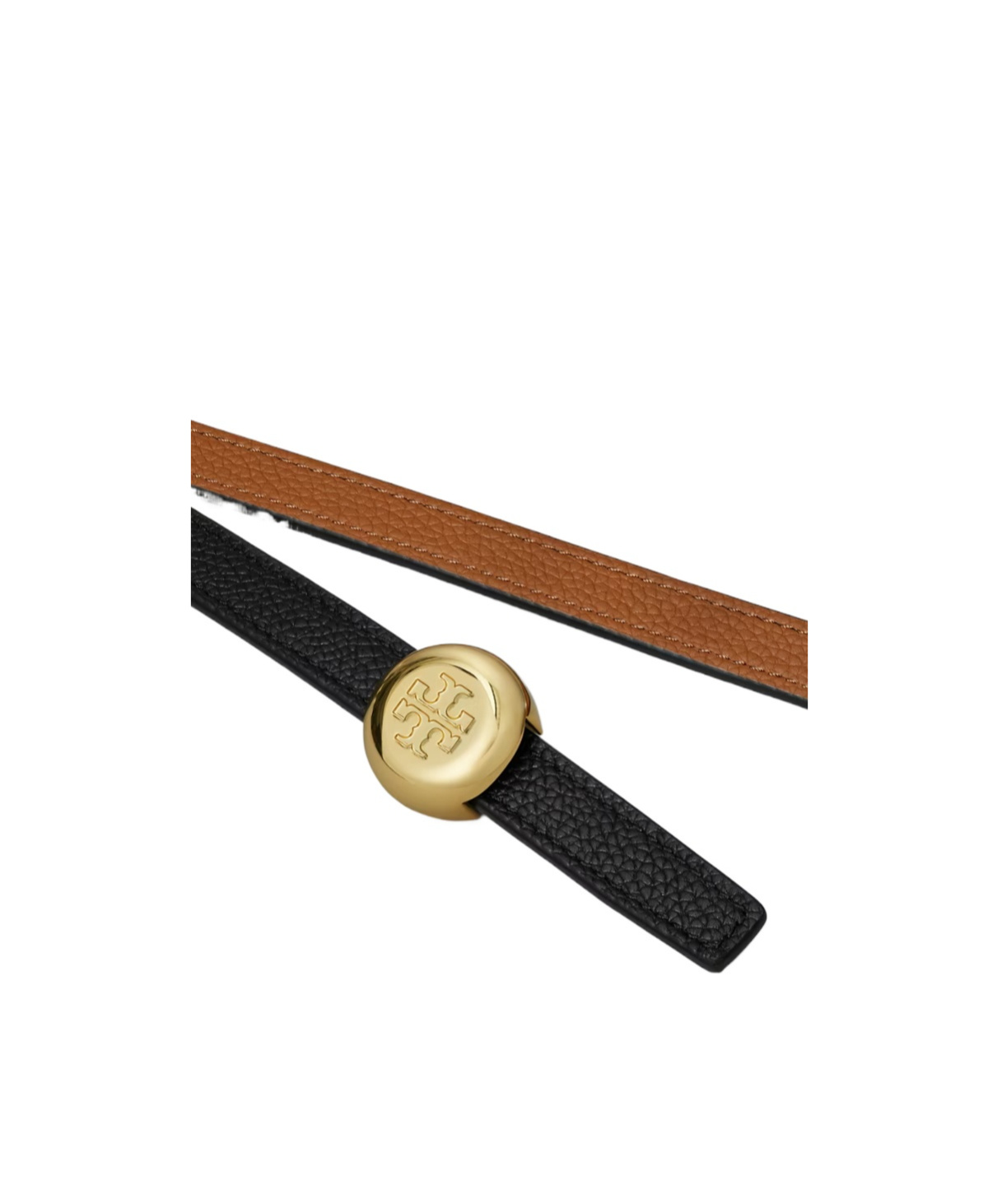 Tory Burch Medallion Double T-motif Leather Belt In Black